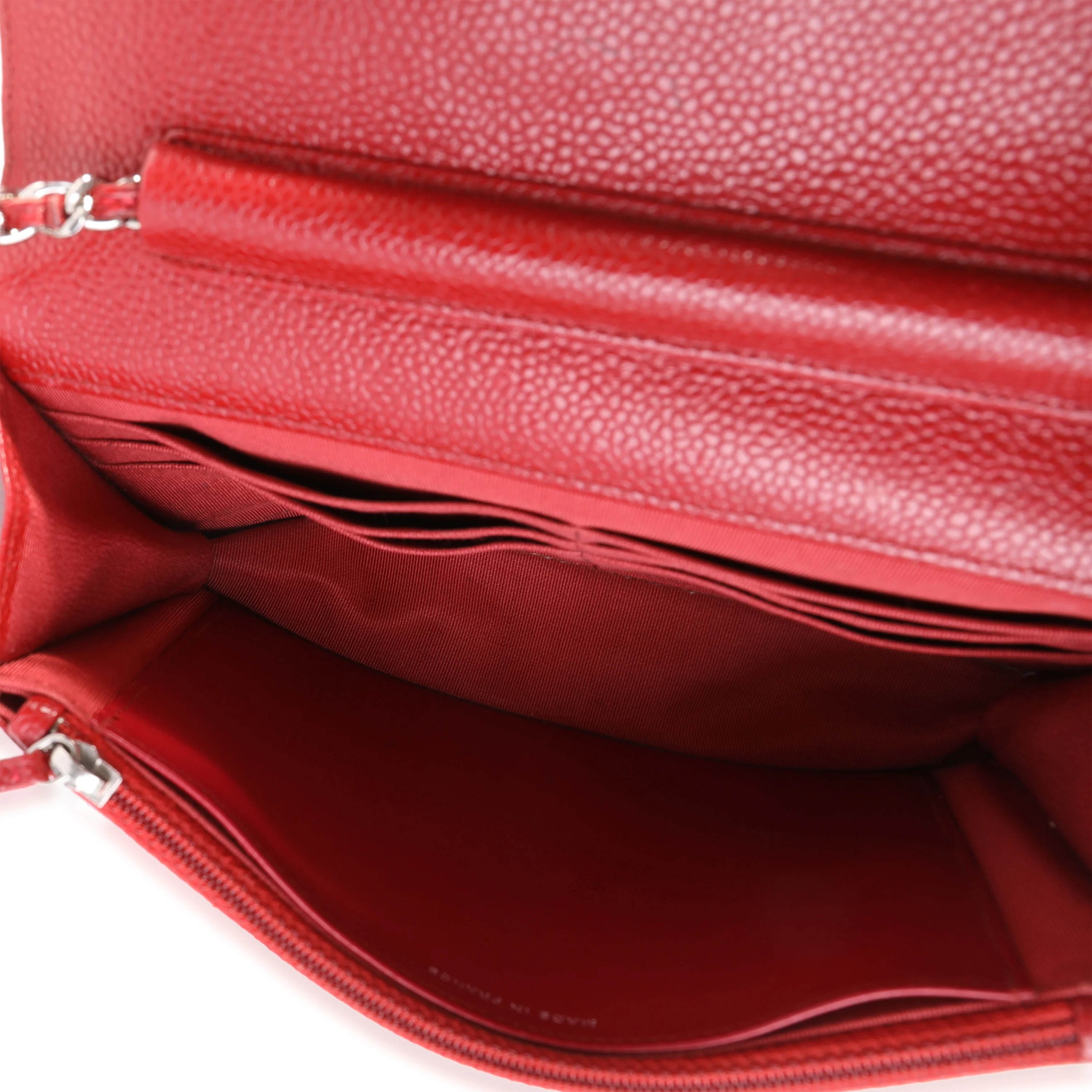 Chanel Red Quilted Caviar Wallet on Chain - Image 8