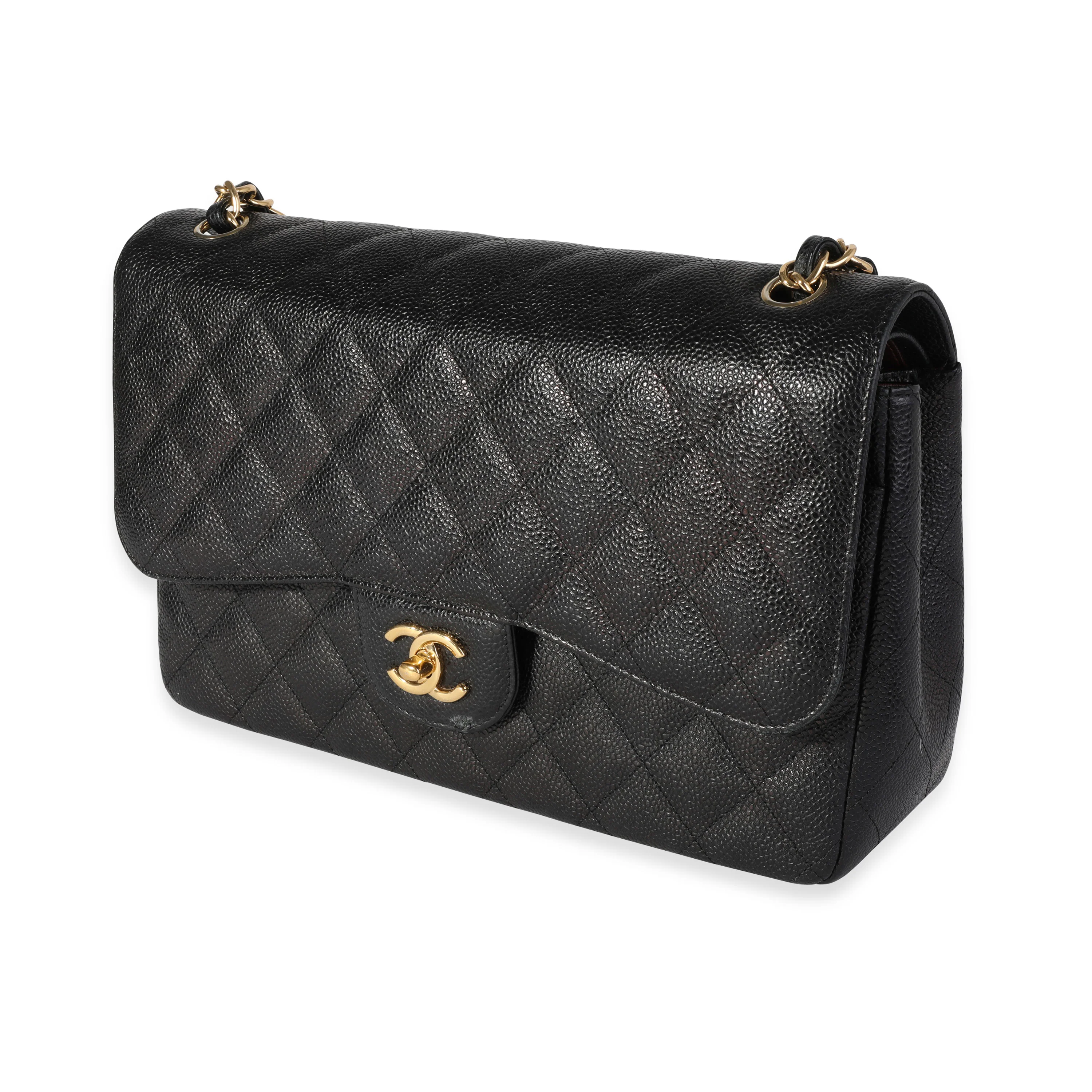 Black Quilted Caviar Jumbo Classic Double Flap Handbag - Image 2