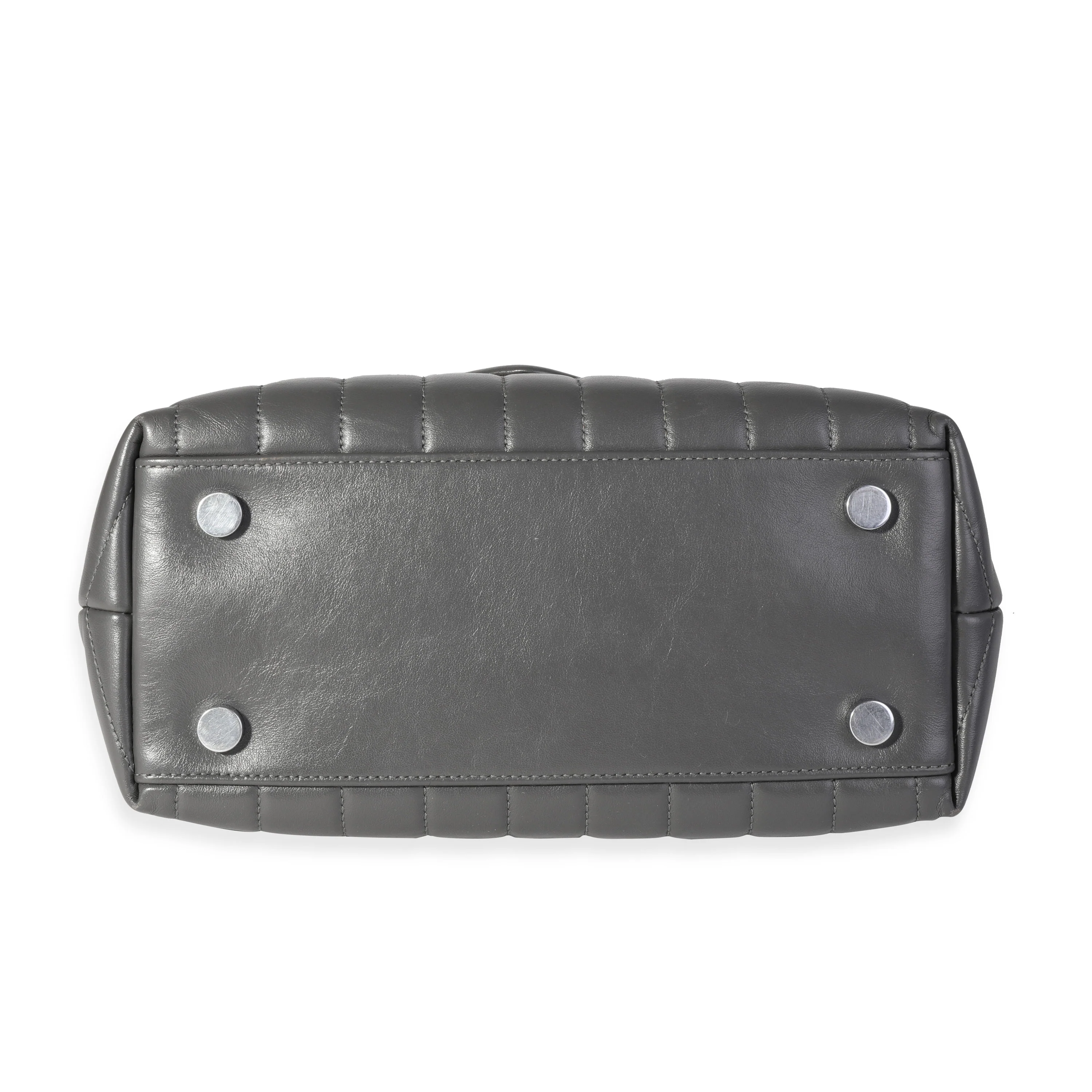 Saint Laurent Grey Matelassé Calfskin Top Handle Loulou Bag - Image 4