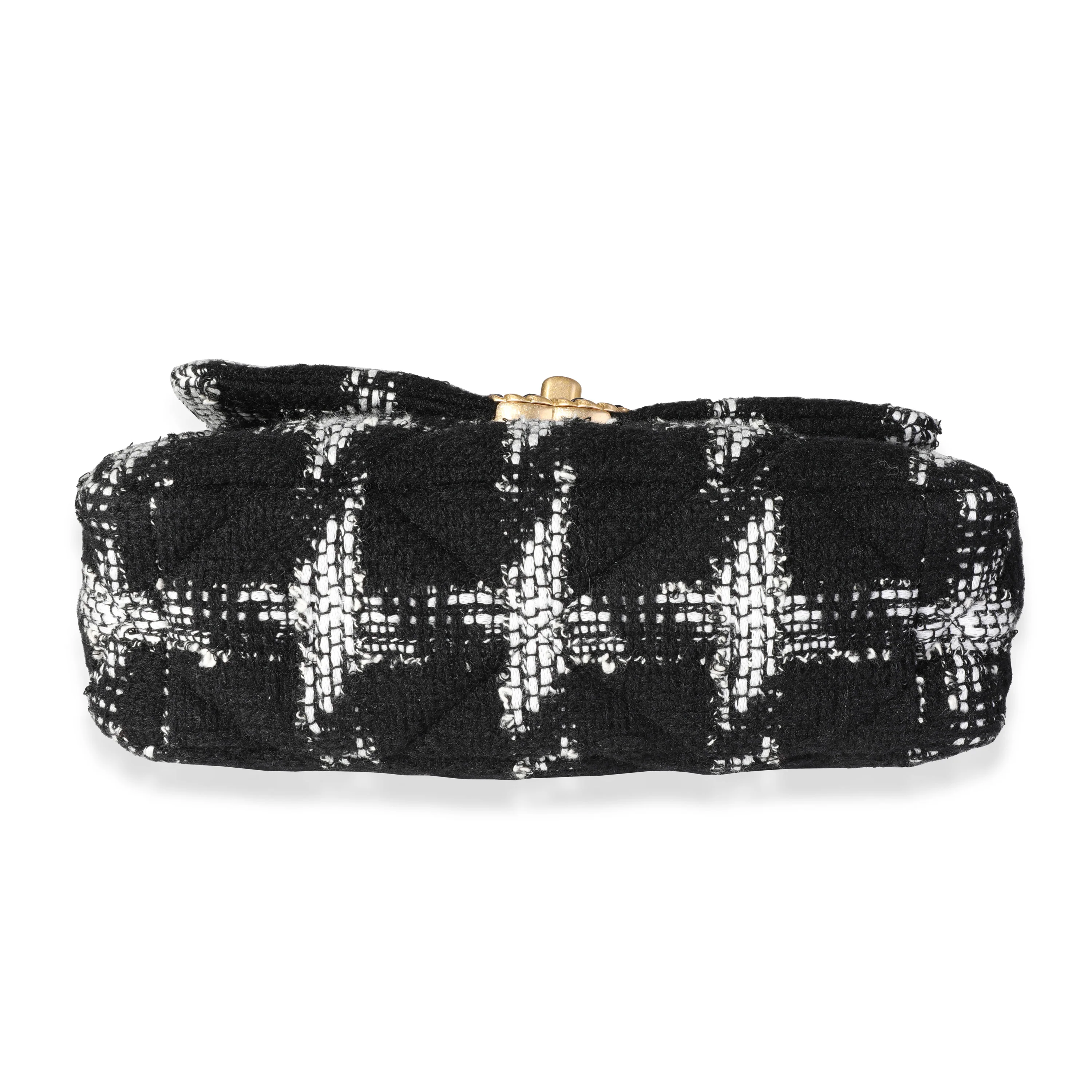 Chanel Black & White Tweed Quilted Medium Chanel 19 Flap - Image 4