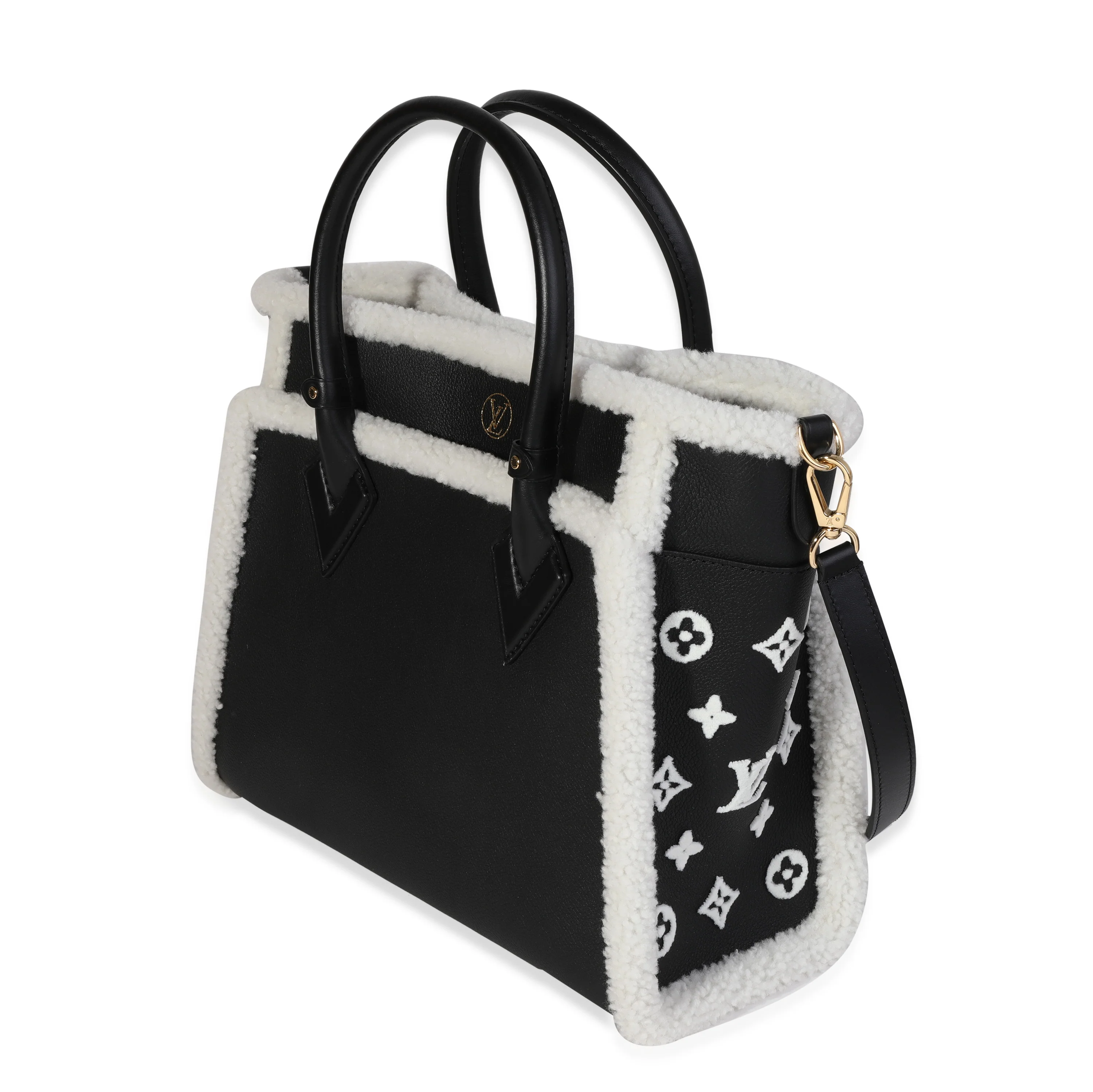 Louis Vuitton Black Grained Calfskin & White Shearling Monogram On My Side MM - Image 2