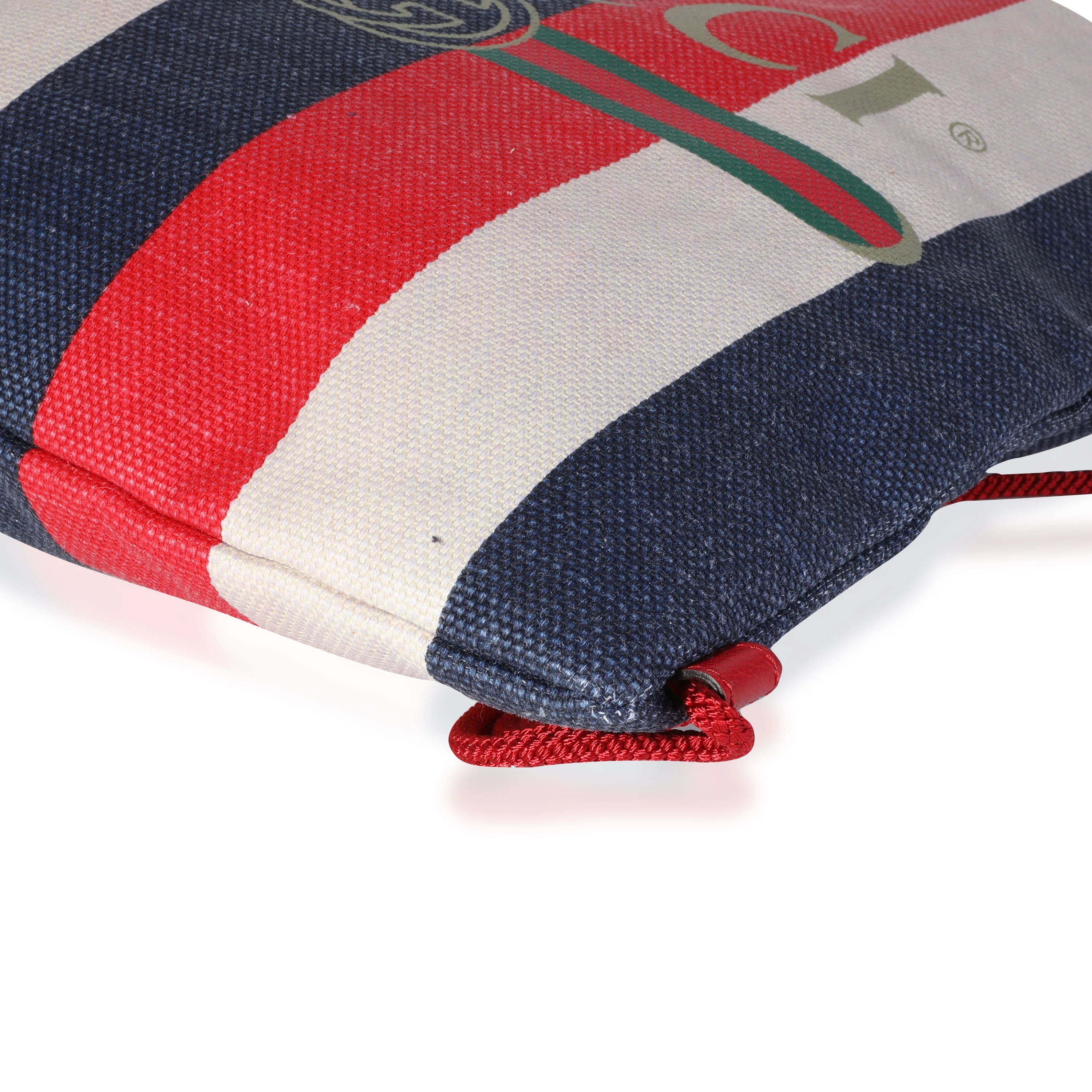 Red, White & Blue Striped Canvas Sylvie Drawstring Backpack Tote - Image 5