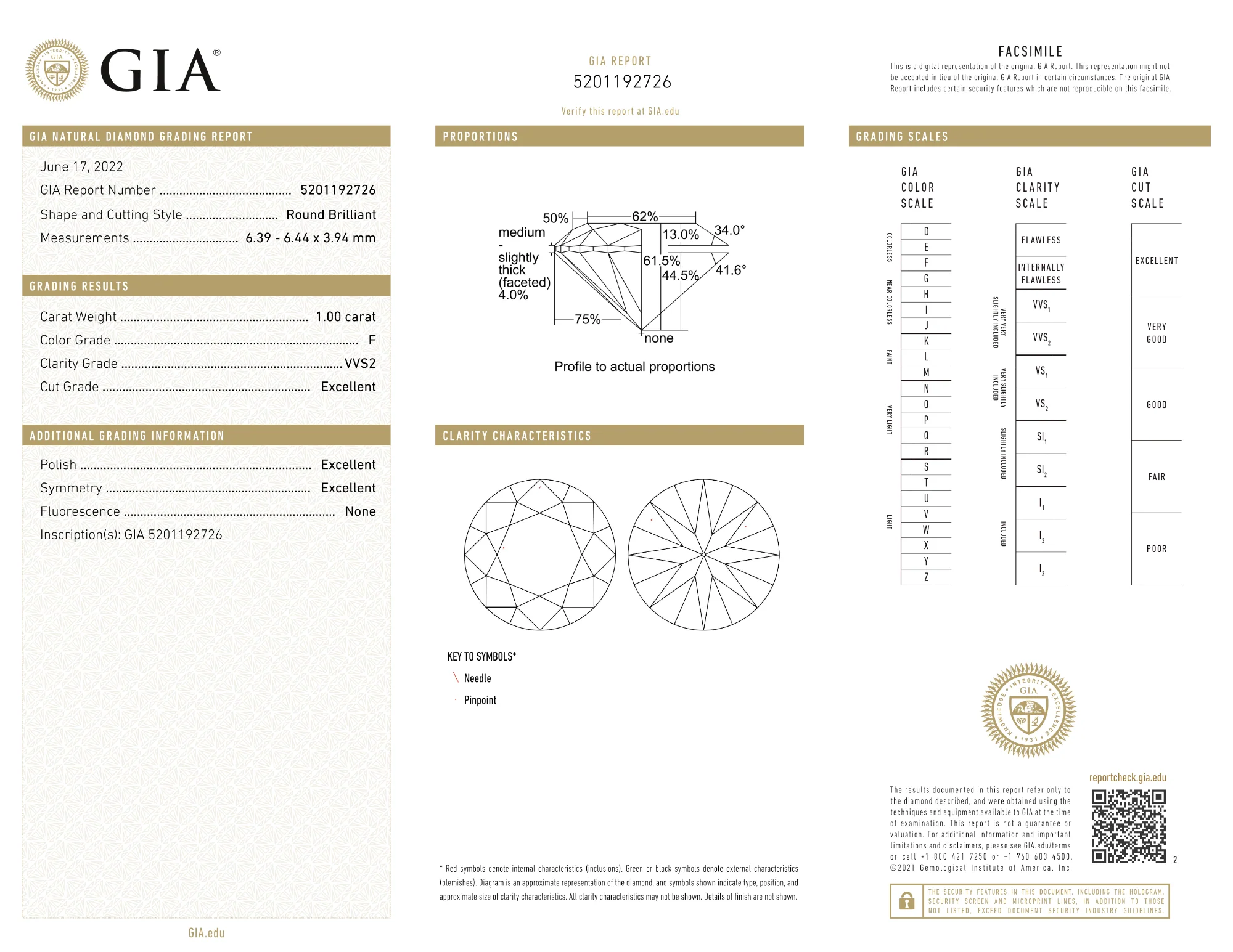 GIA Certified 1.00 Ct Round cut F VVS2 Loose Diamond - Image 2
