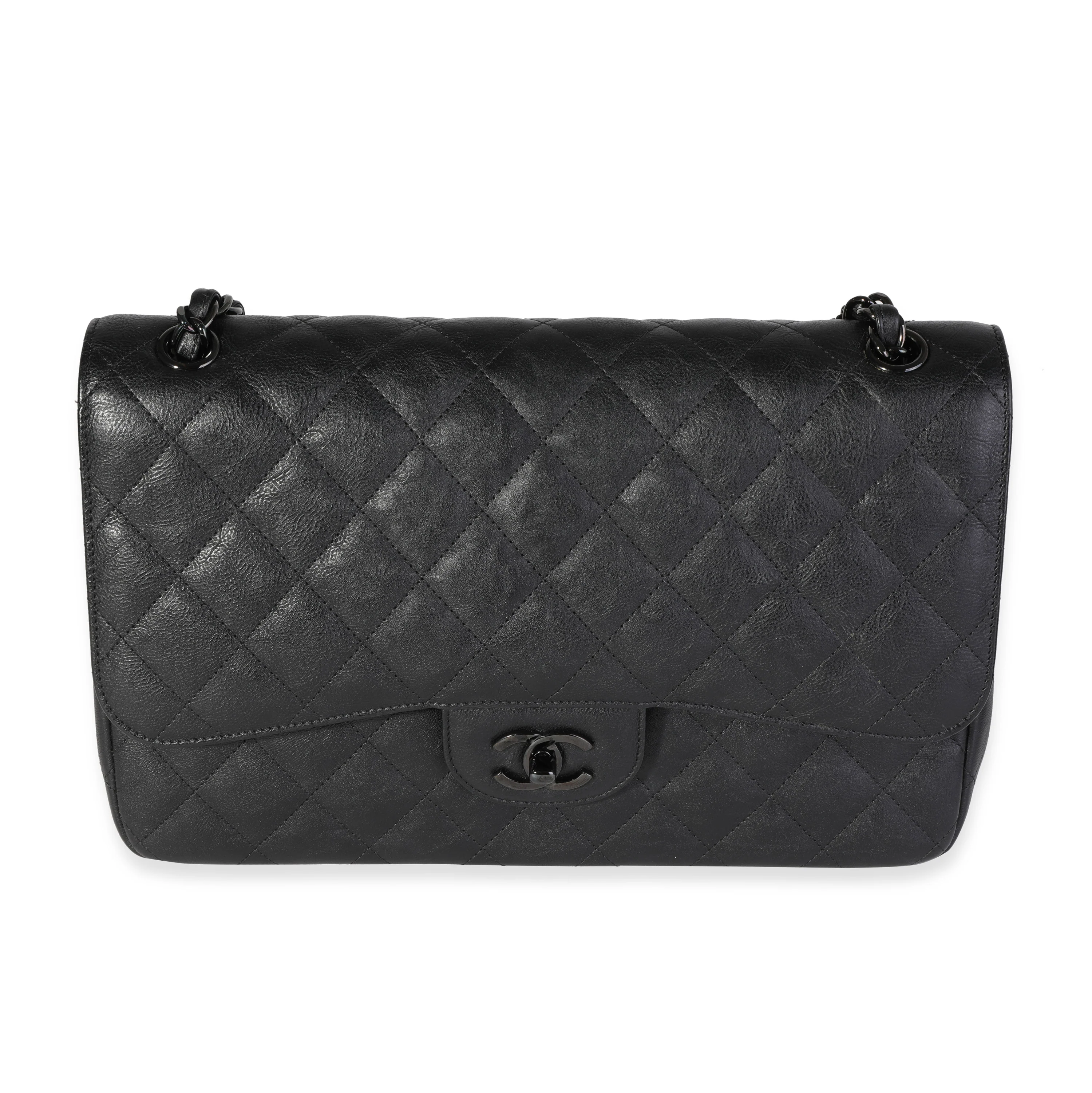 Chanel So Black Quilted Calfskin Jumbo Classic Double Flap Bag