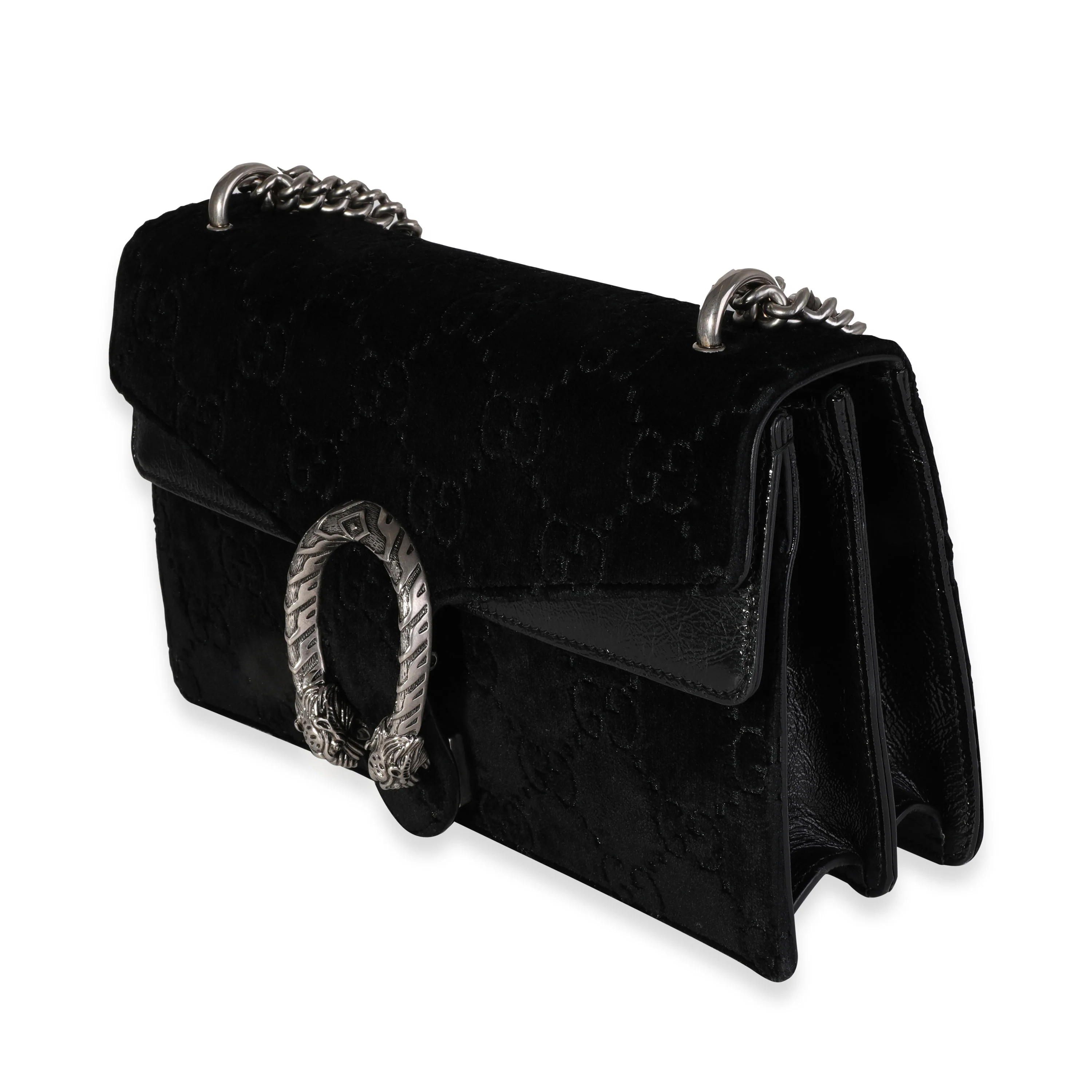 Gucci Black GG Velvet & Patent Leather Small Dionysus Bag - Image 2
