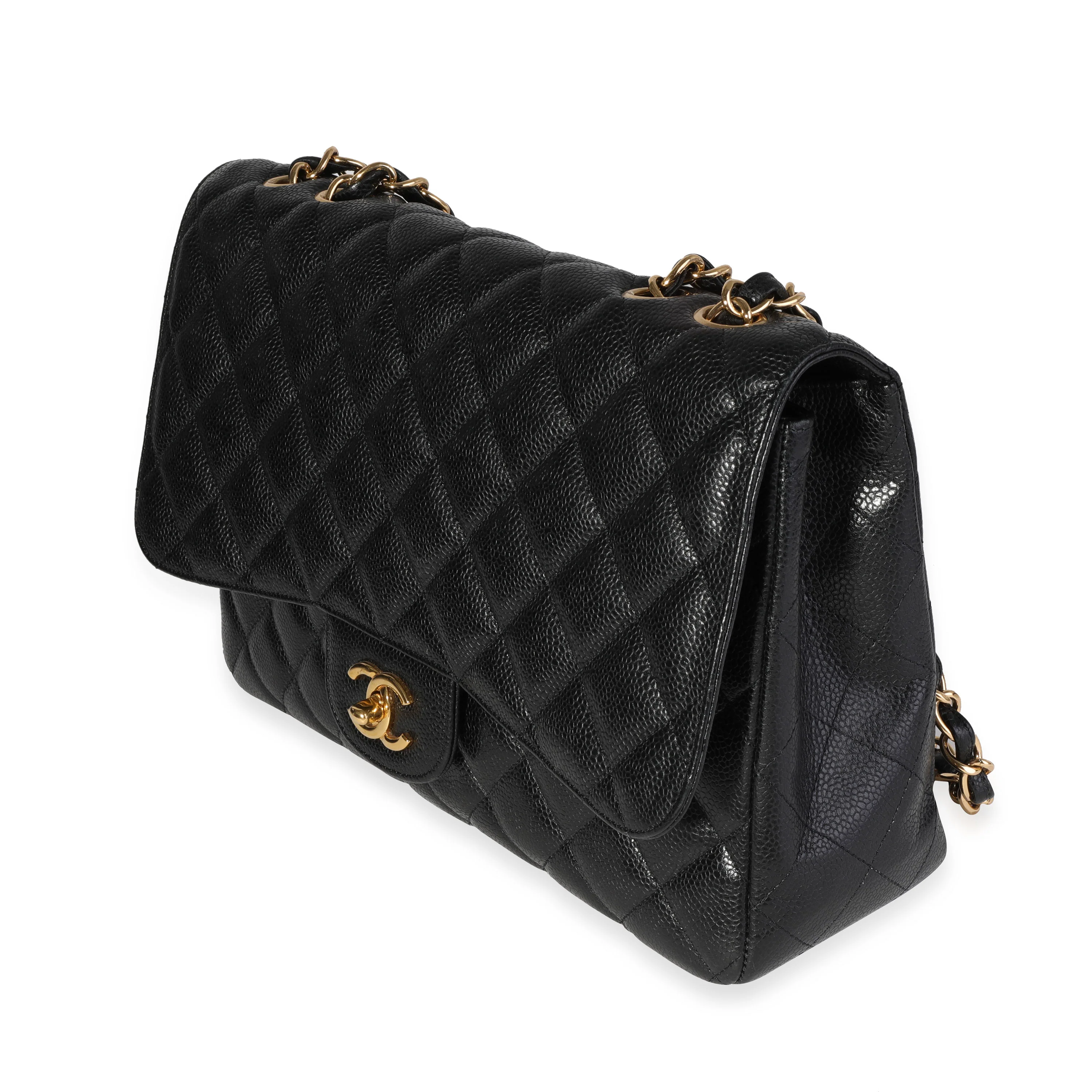 Black Quilted Caviar Jumbo Classic Single Flap Handbag - Image 2