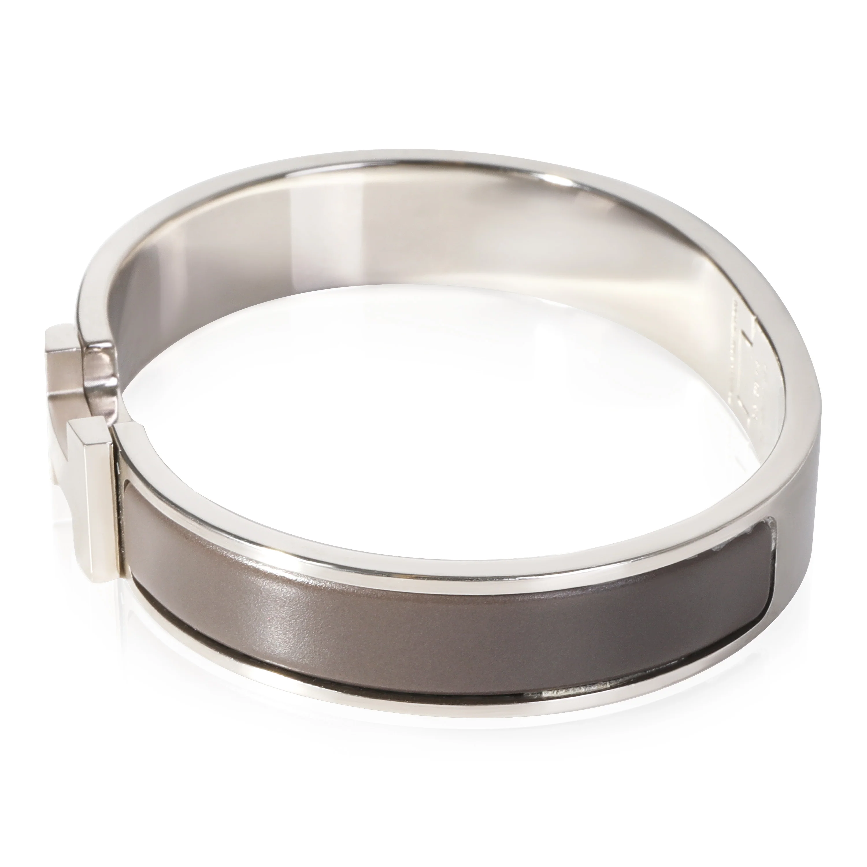 Palladium Plated Hermes Clic HH Bangle in Etain Mat - Image 2