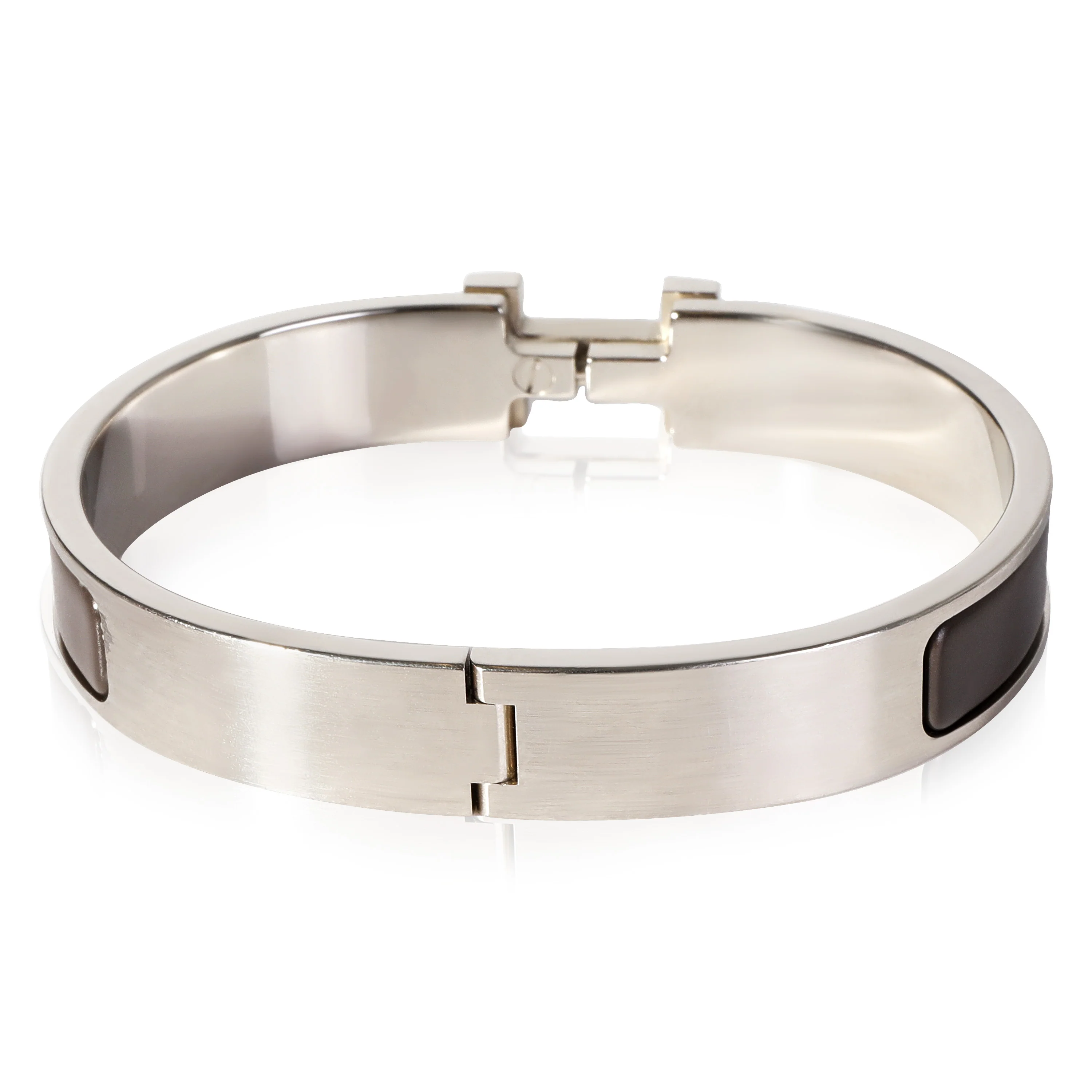 Palladium Plated Hermes Clic HH Bangle in Etain Mat - Image 4