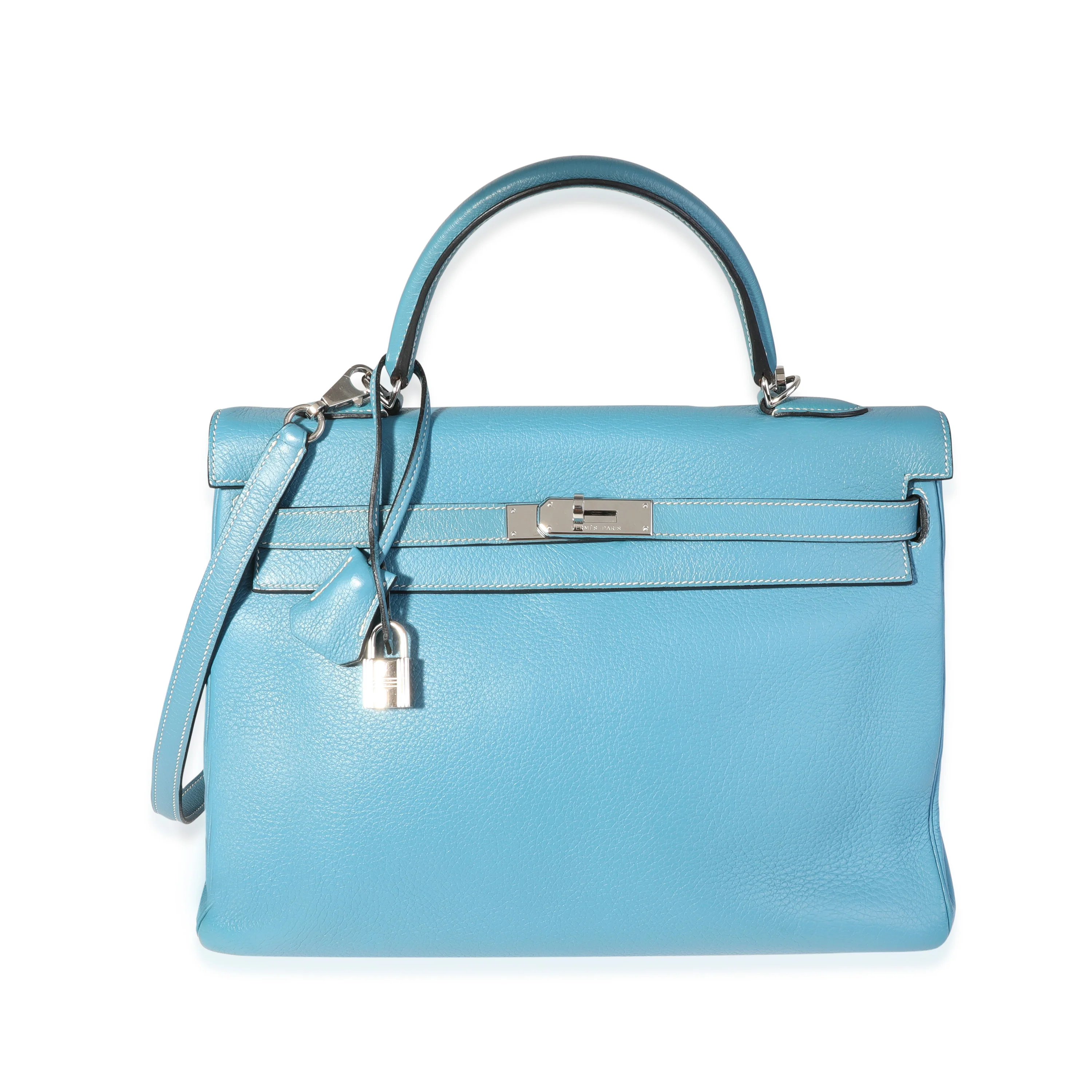 Hermès Bleu Jean Clemence Retourne Kelly 35 PHW