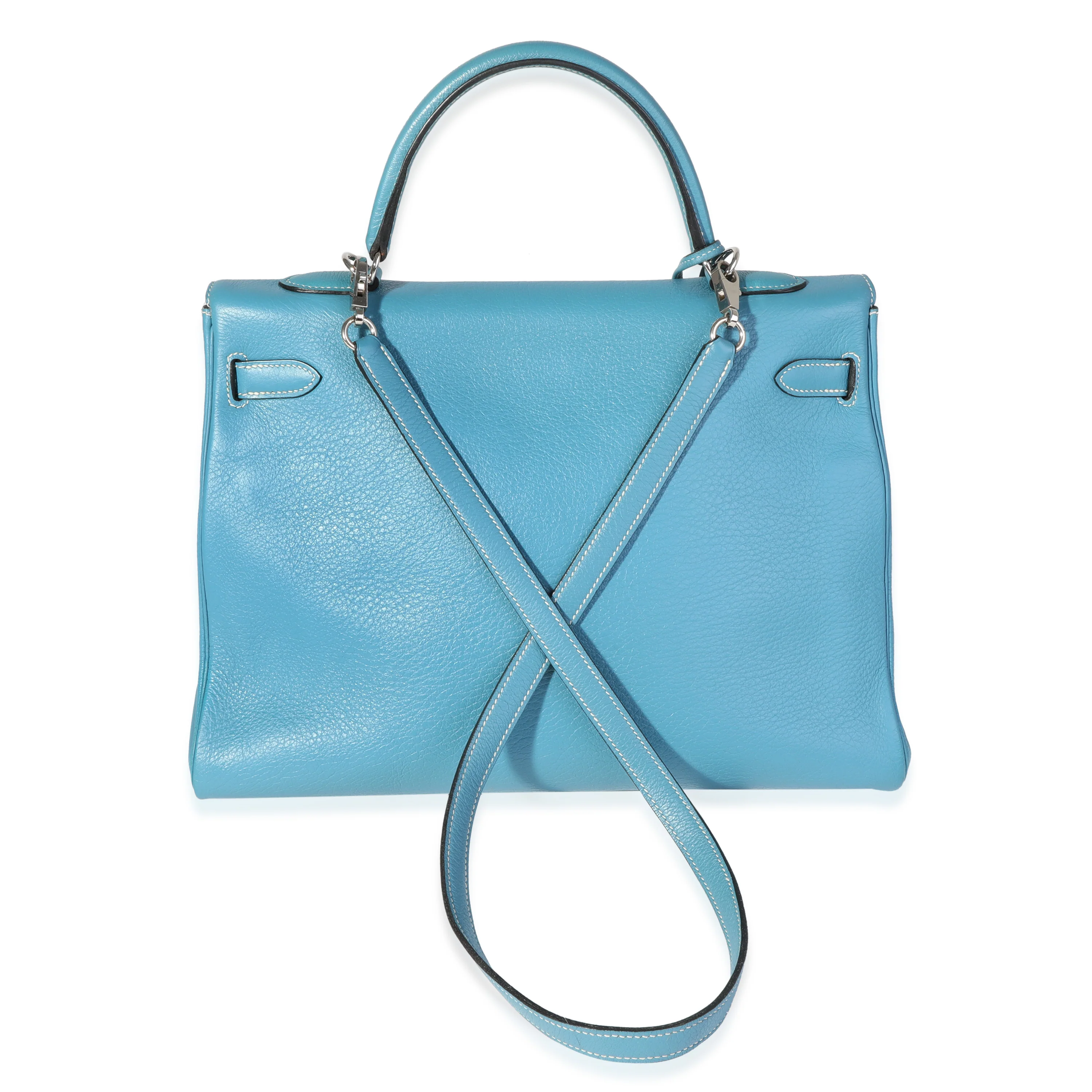 Hermès Bleu Jean Clemence Retourne Kelly 35 PHW - Image 3