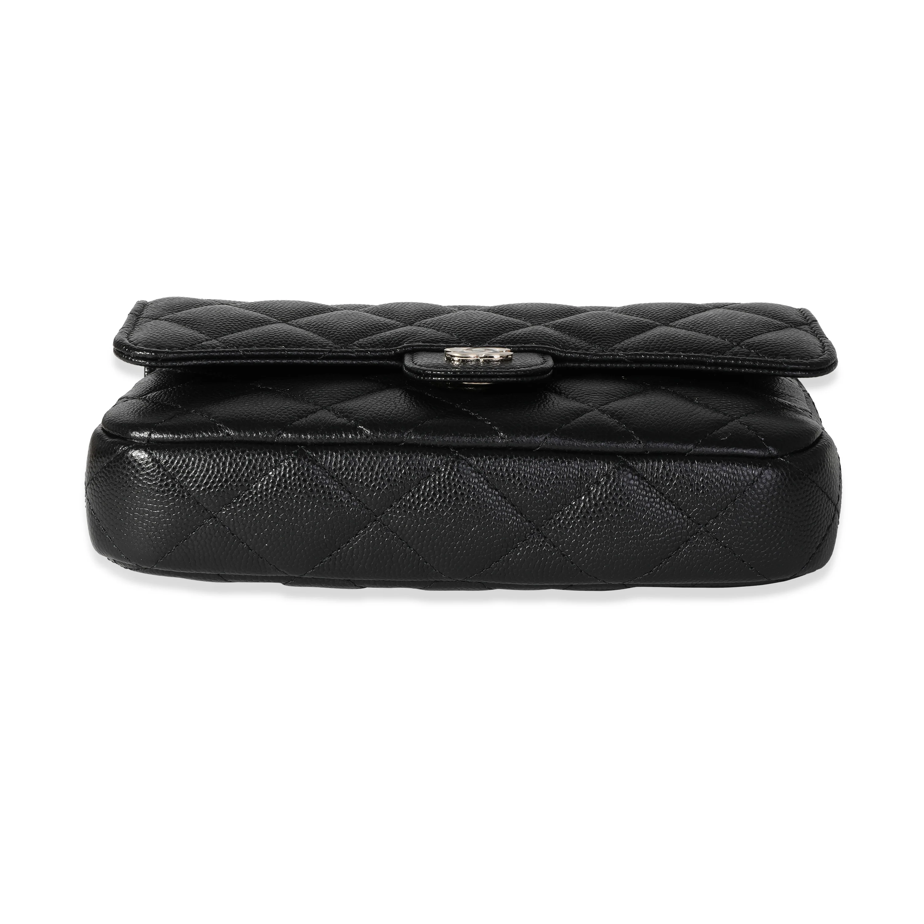 Chanel Black Quilted Caviar Phone Holder with Chain - Image 5