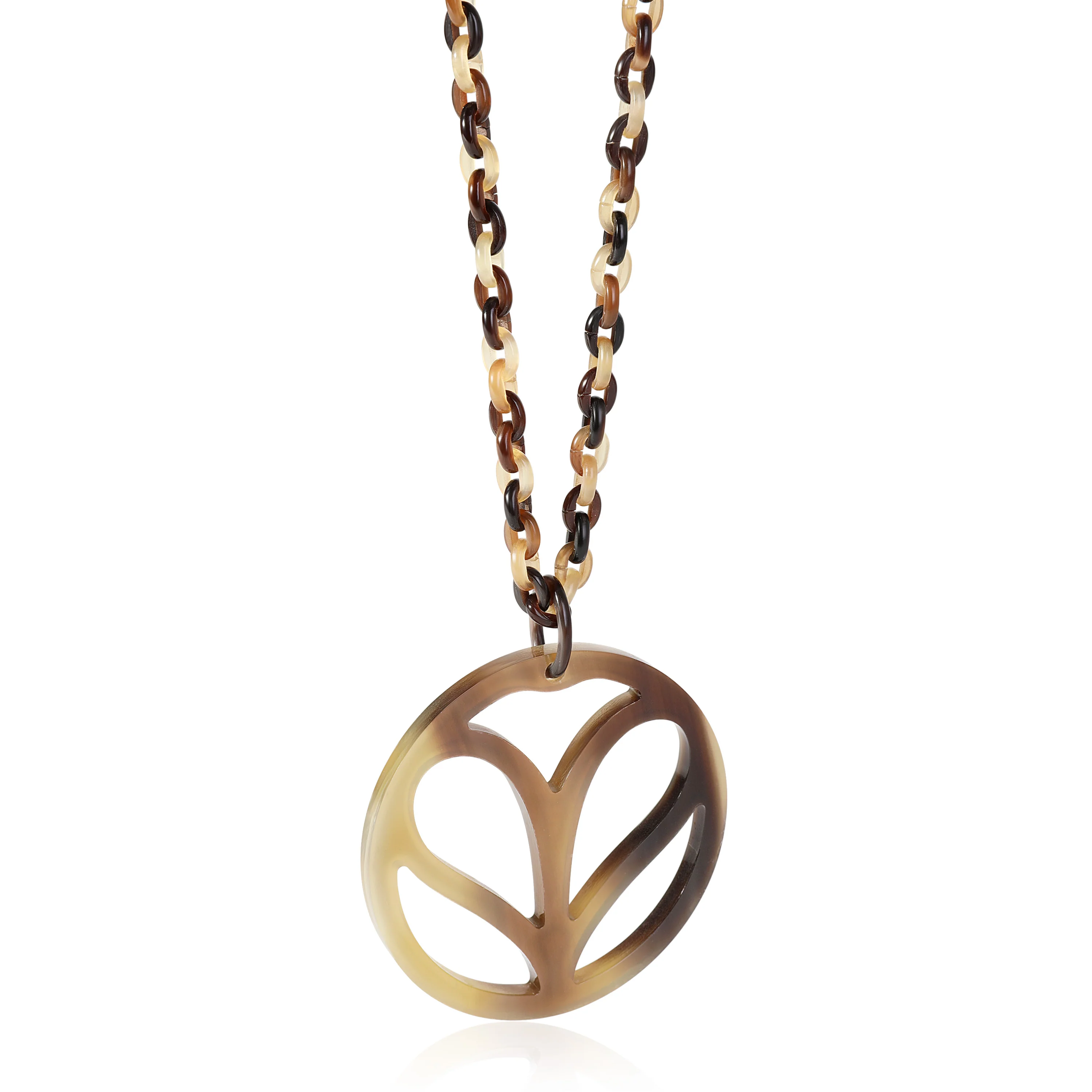 Brown Buffalo Horn Heart Pendant