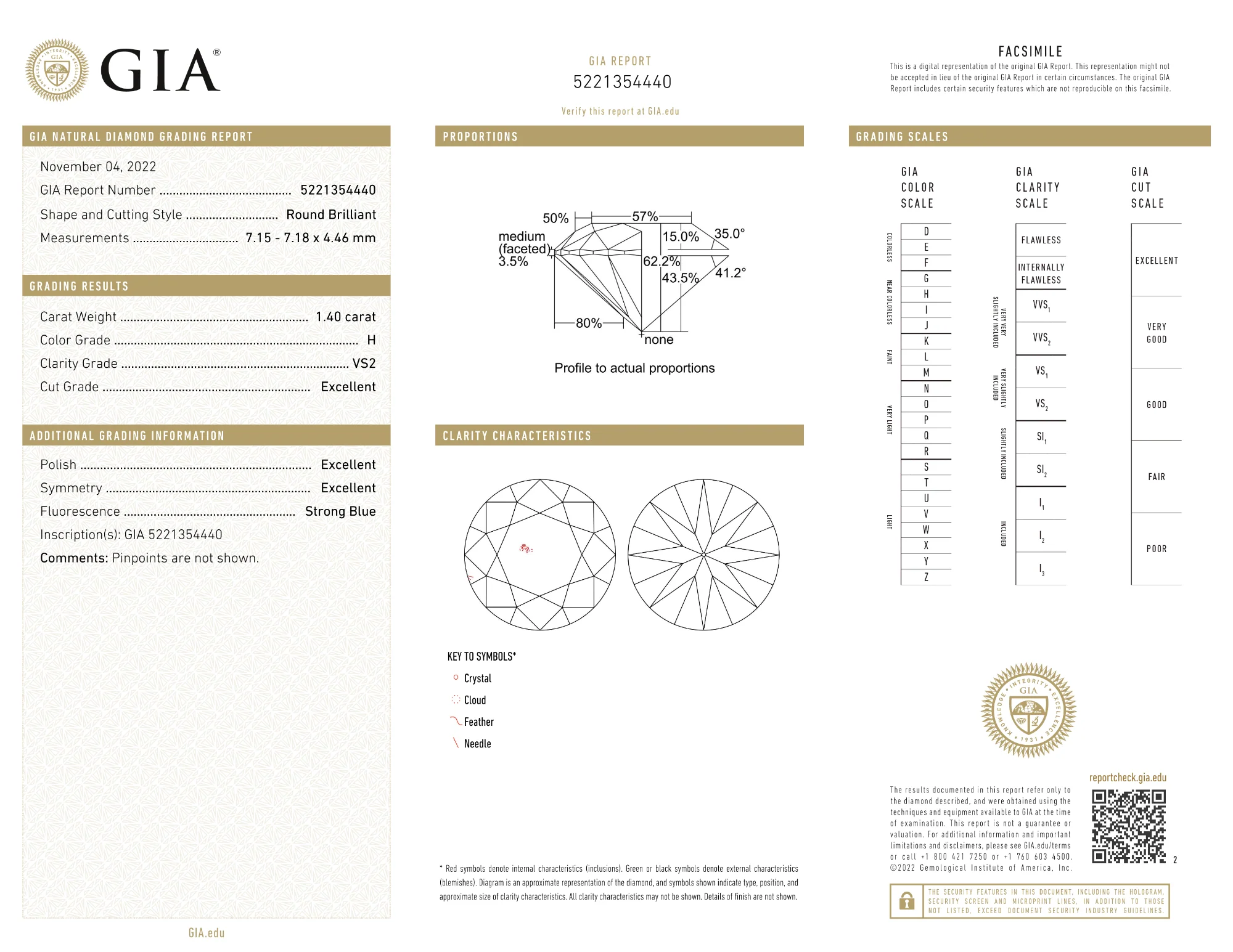 GIA Certified 1.40 Ct Round cut H VS2 Loose Diamond - Image 2