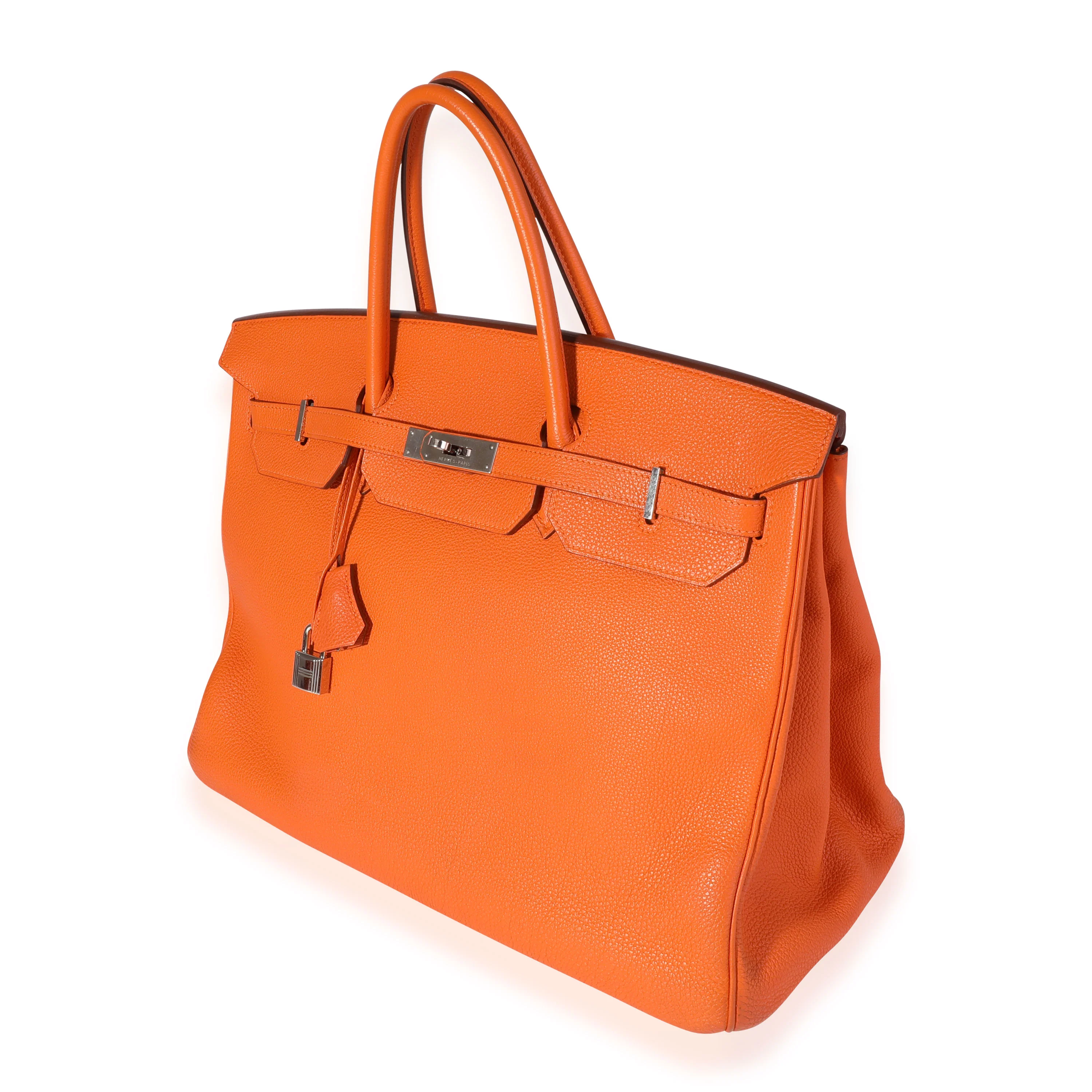 Hermès Orange Togo Birkin 40 PHW - Image 2