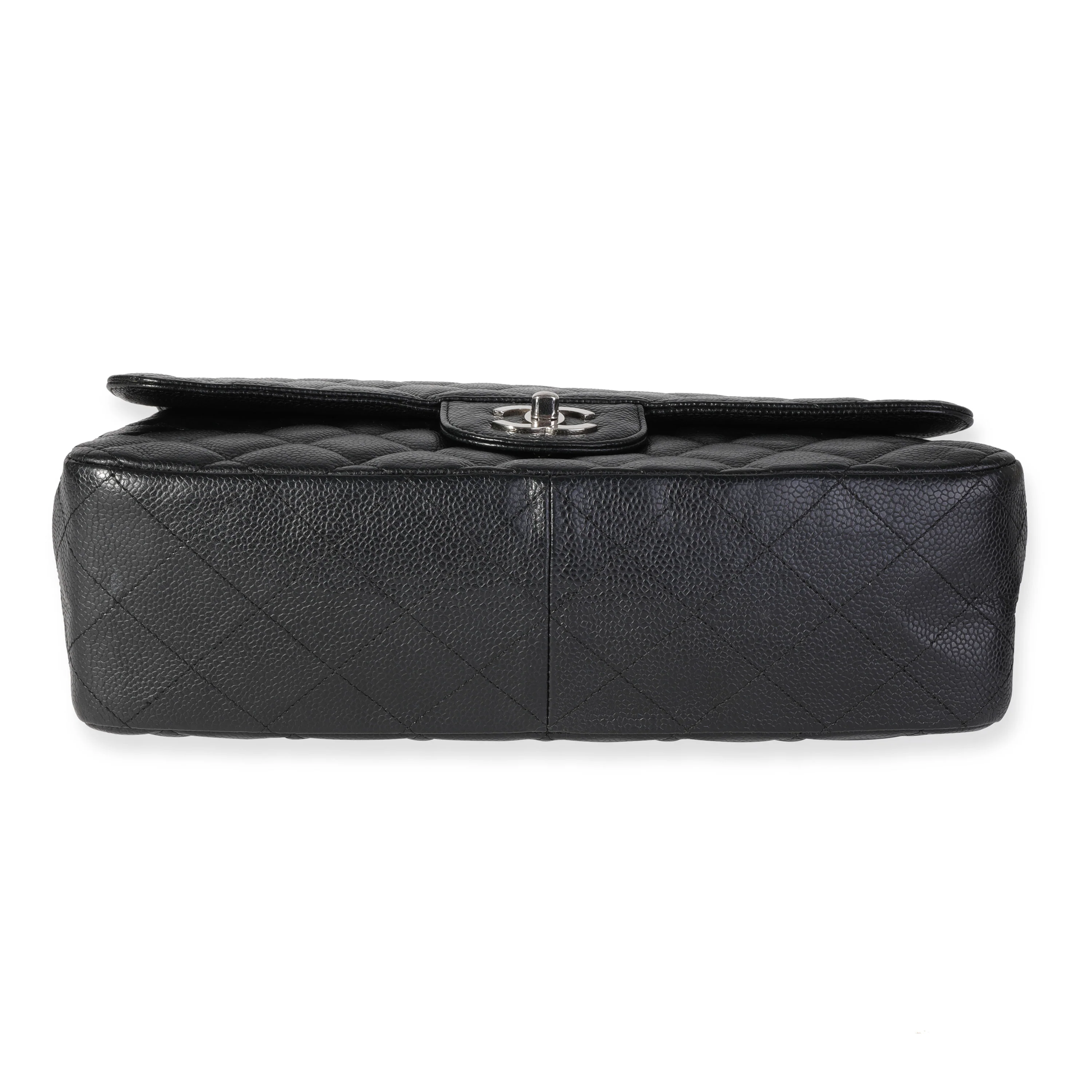 Black Quilted Caviar Jumbo Classic Single Flap Handbag - Image 5