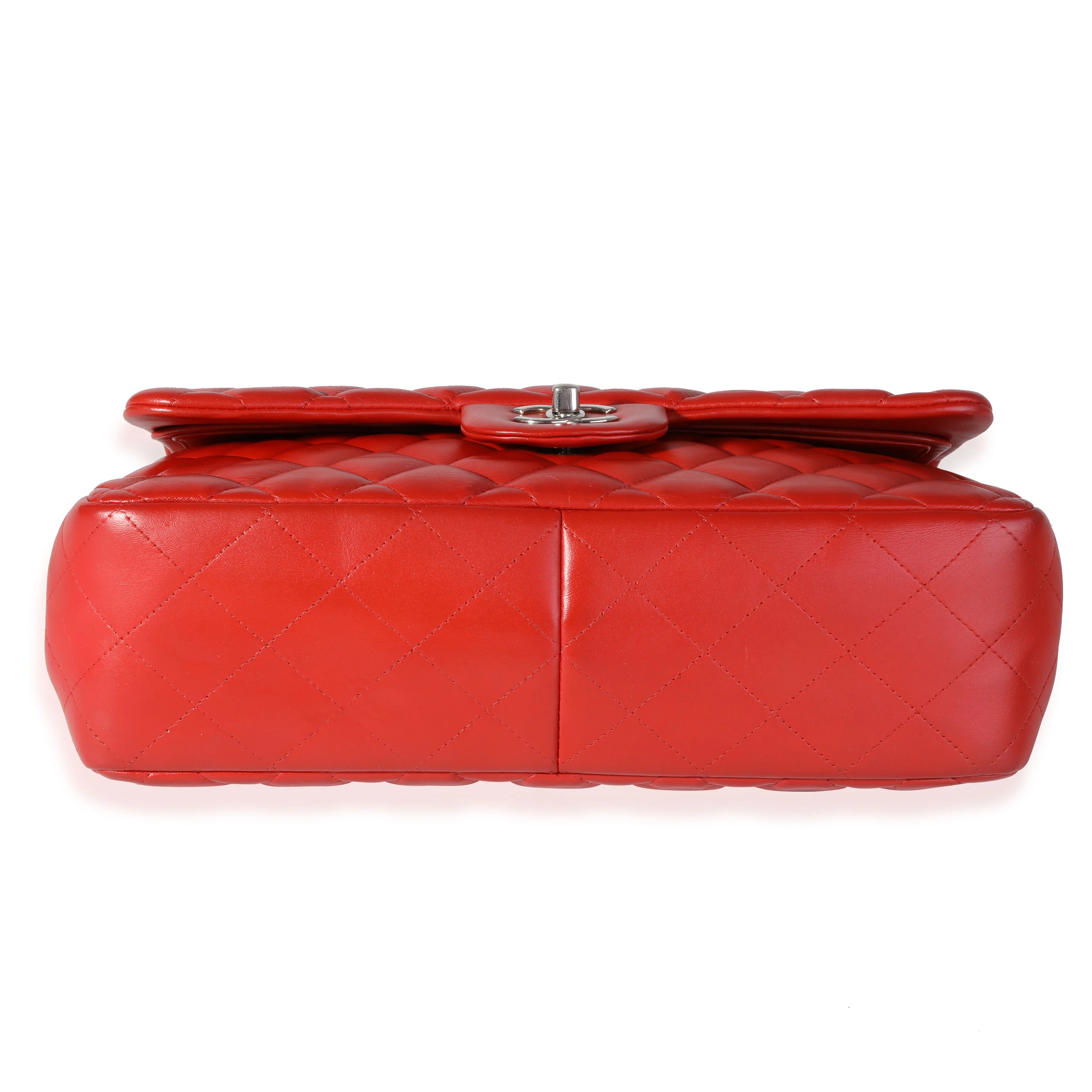 Red Quilted Lambskin Classic Jumbo Double Flap Bag - Image 5