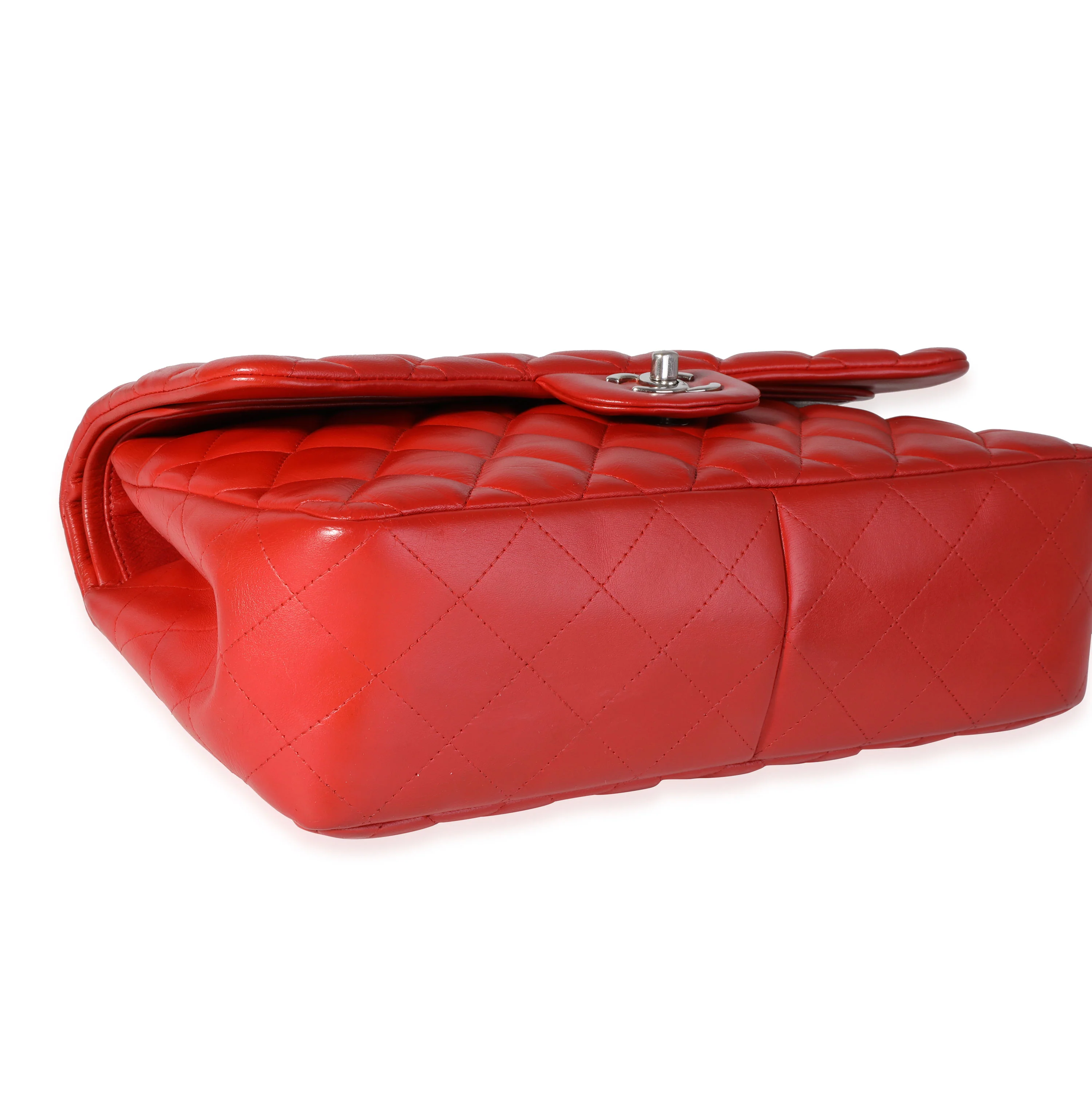 Red Quilted Lambskin Classic Jumbo Double Flap Bag - Image 7