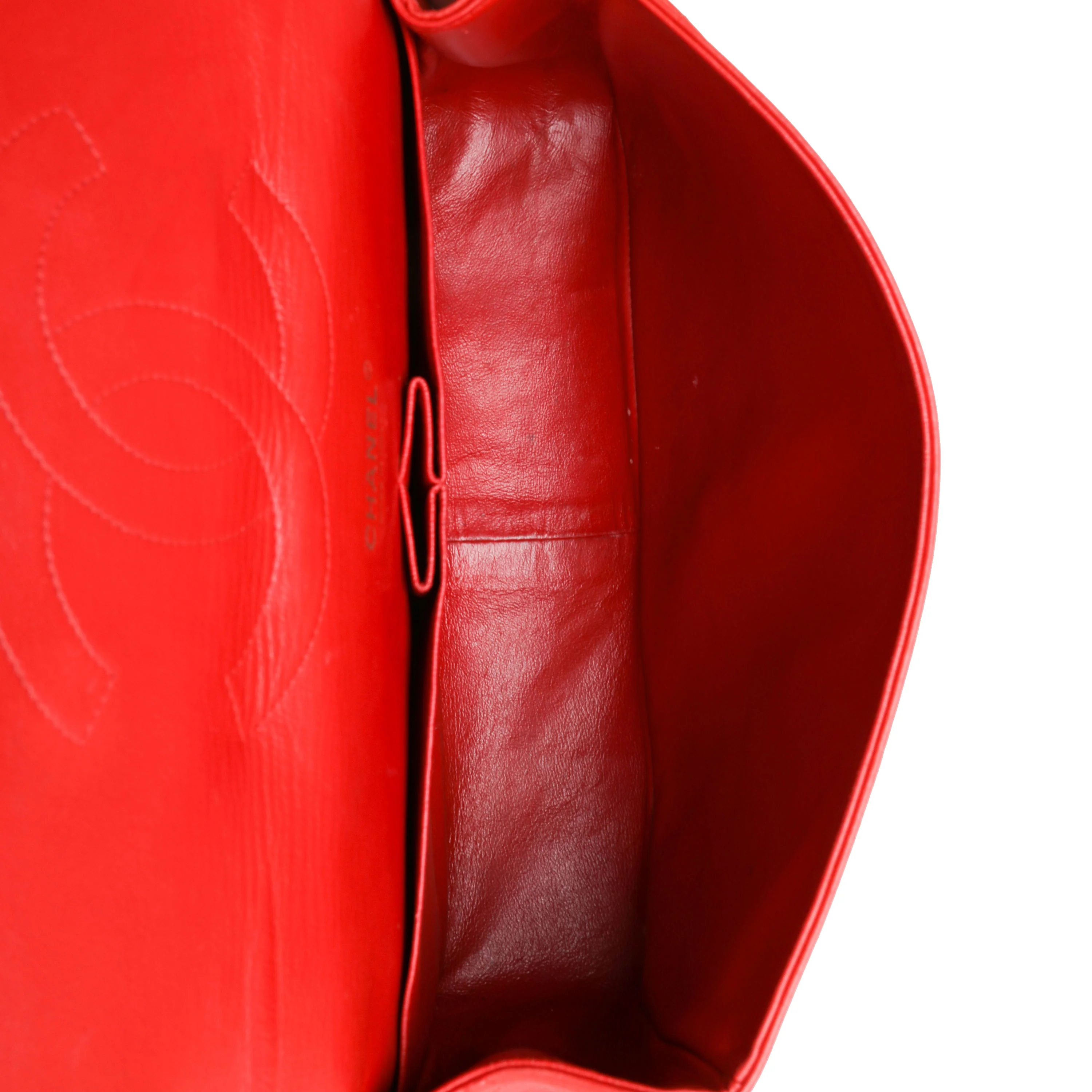 Red Quilted Lambskin Classic Jumbo Double Flap Bag - Image 8
