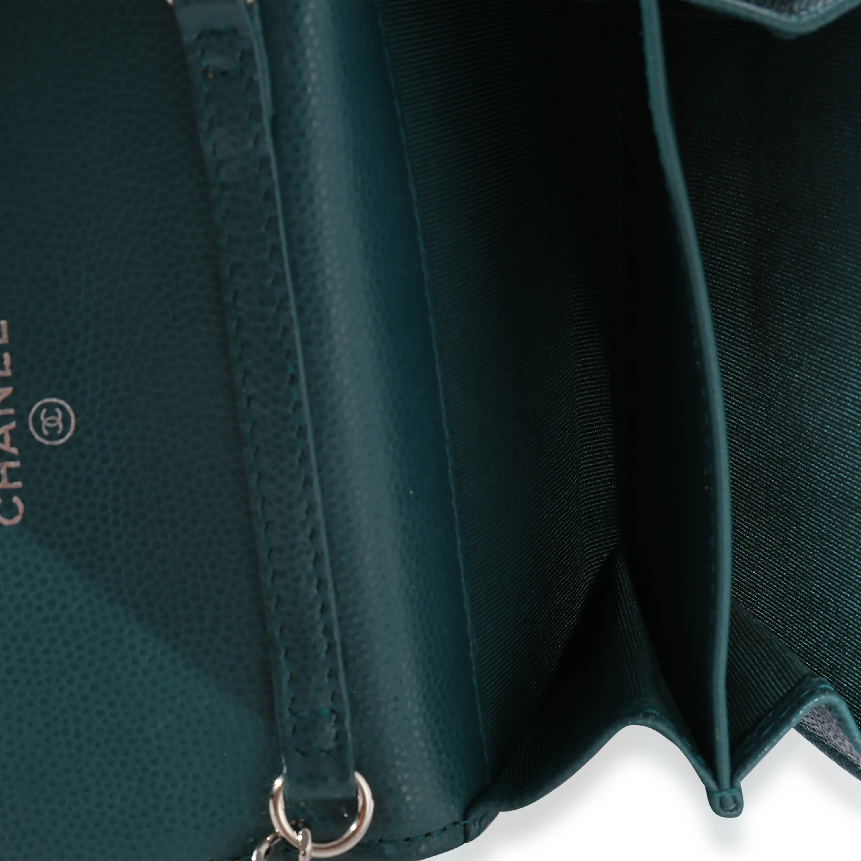 Teal Quilted Caviar Classic Card Holder on Chain Handbag - Image 8