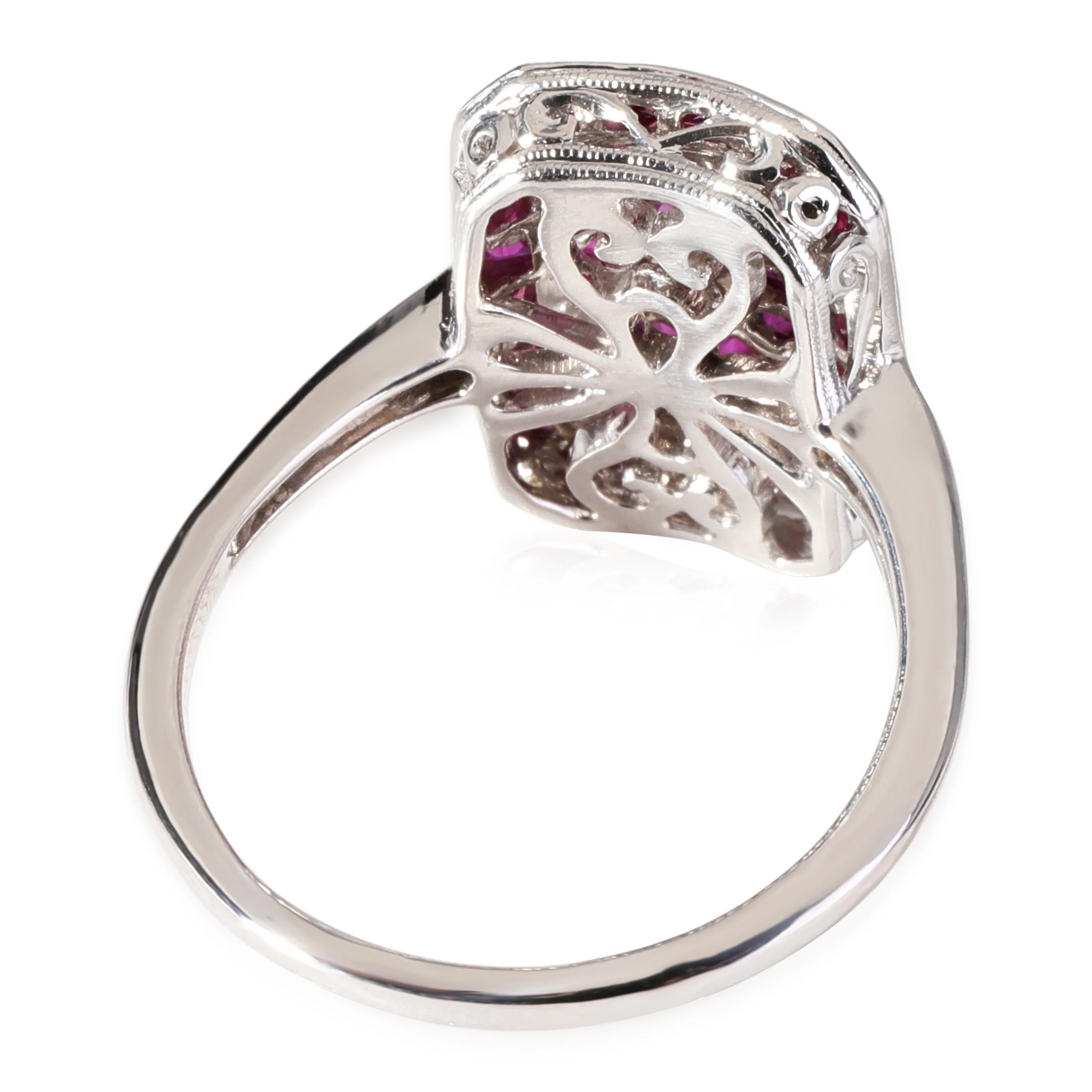 Beverley K Diamond Ruby Ring in 18k White Gold G-H VS 0.21 CTW - Image 2