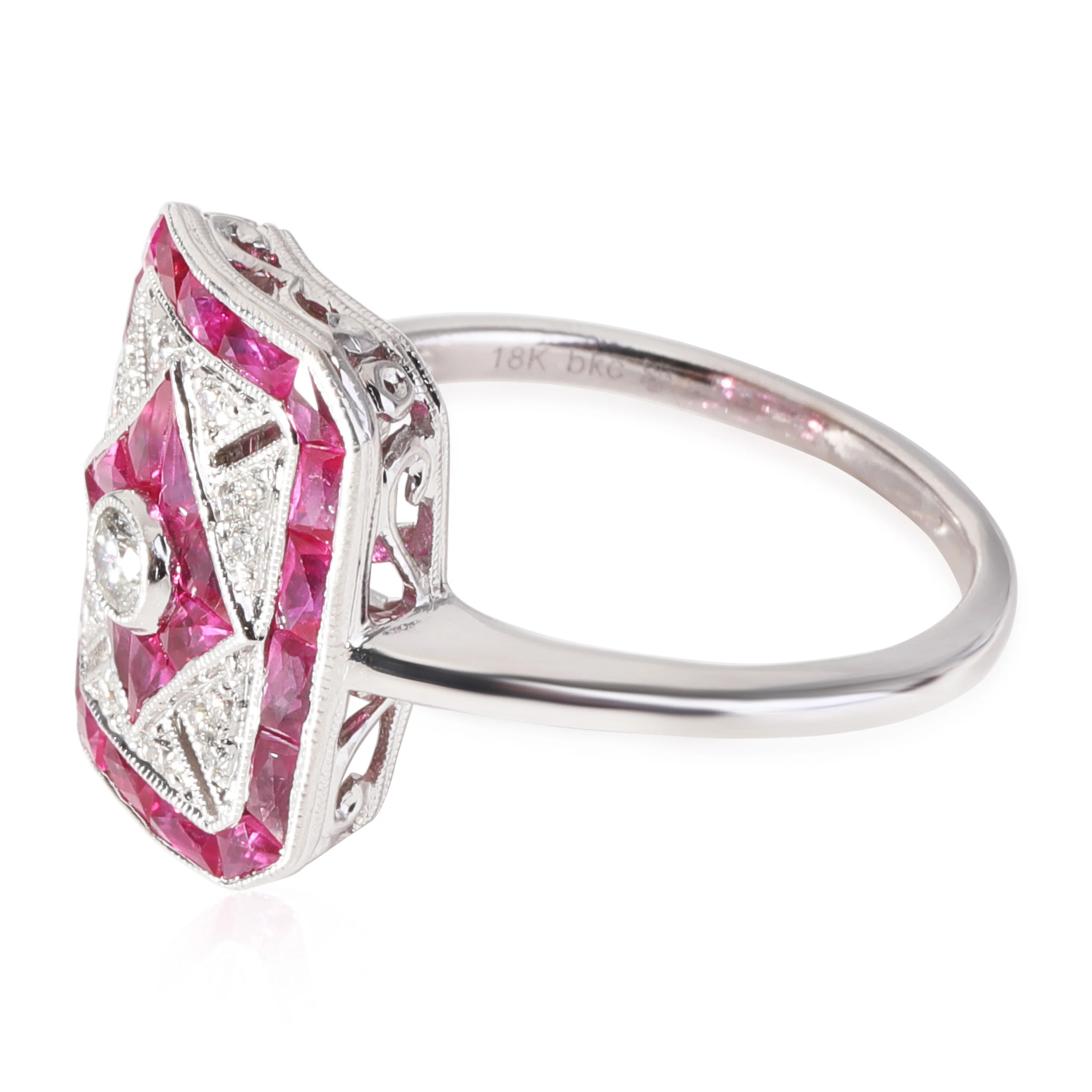 Beverley K Diamond Ruby Ring in 18k White Gold G-H VS 0.21 CTW - Image 3