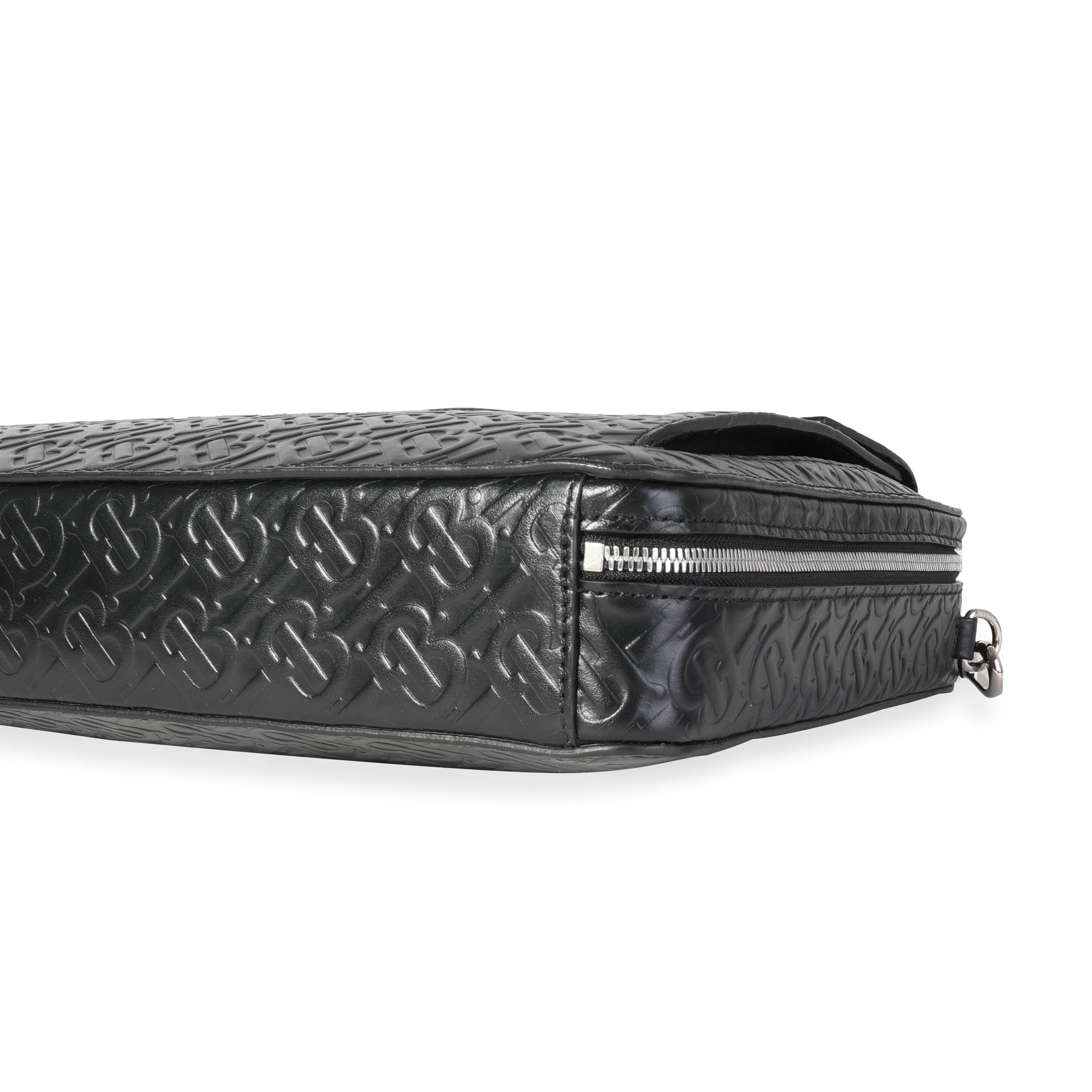 Black Embossed Leather Triple Stud Briefcase Bag - Image 6