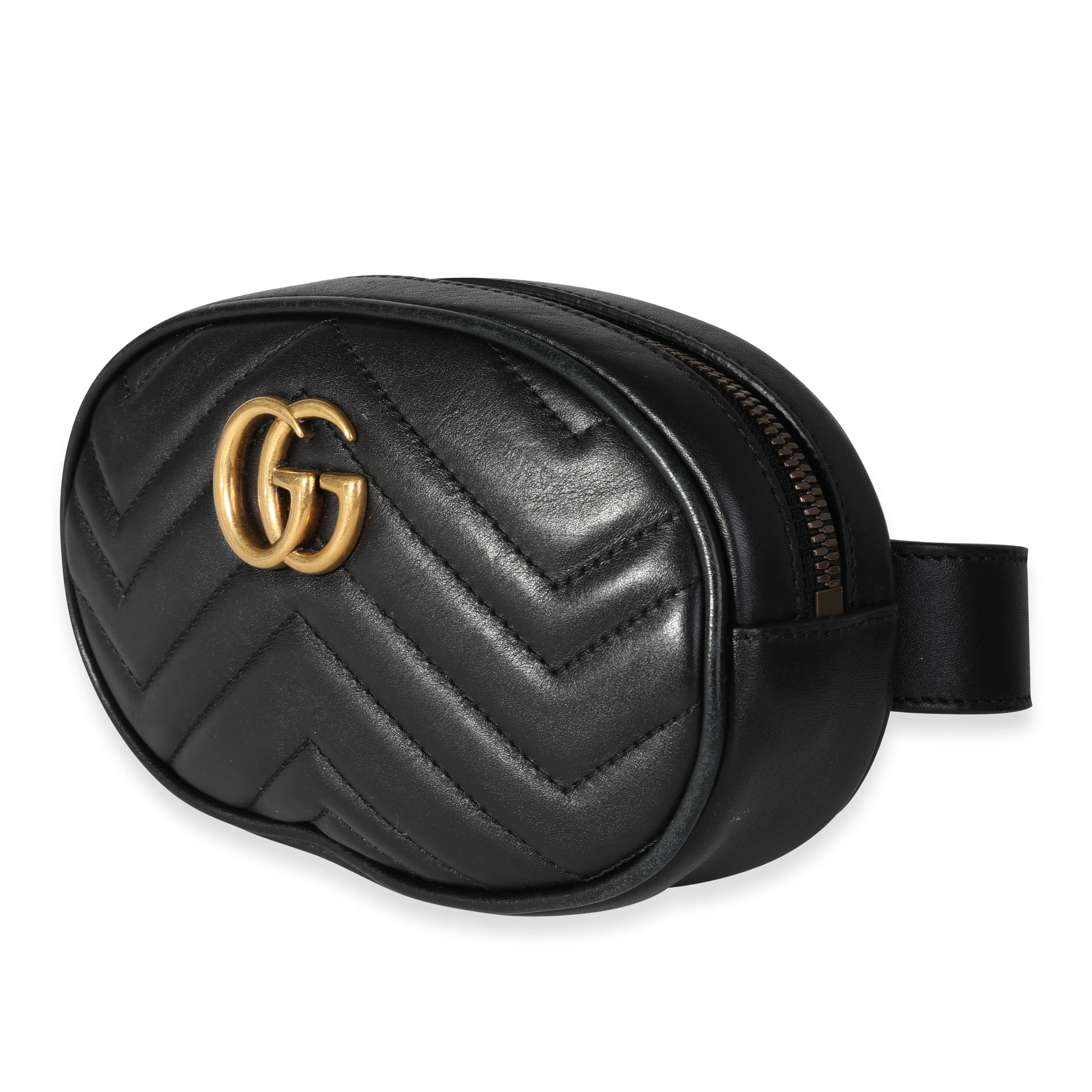 Gucci Black Matelassé Leather GG Marmont Belt Bag - Image 2