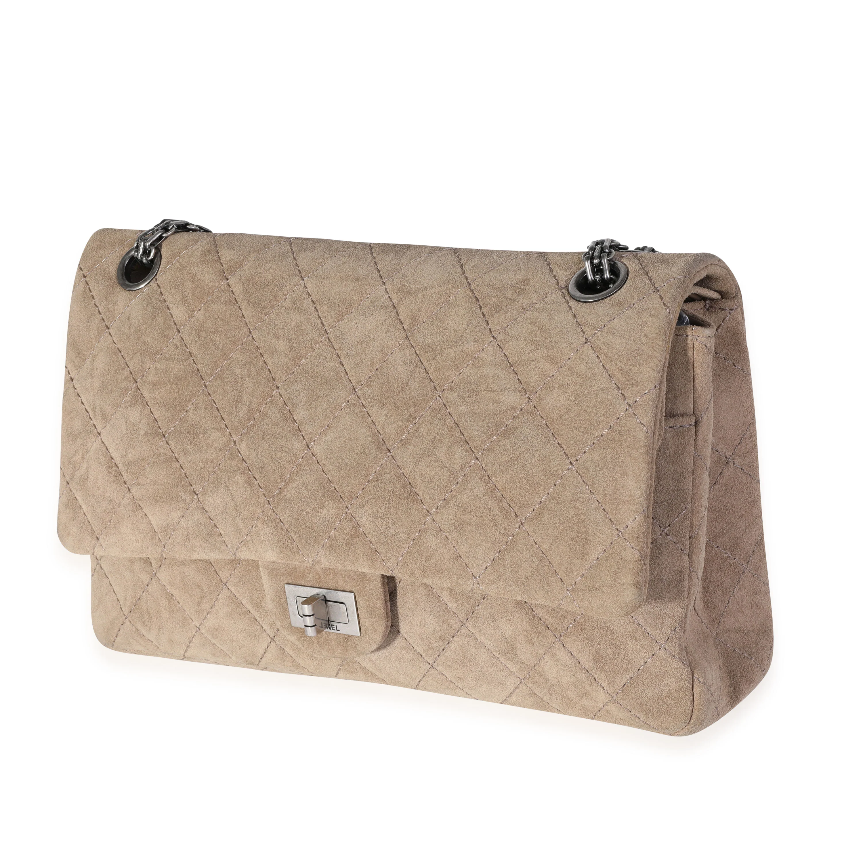Chanel Beige Suede Calfskin 2.55 Reissue 226 Double Flap Bag - Image 2