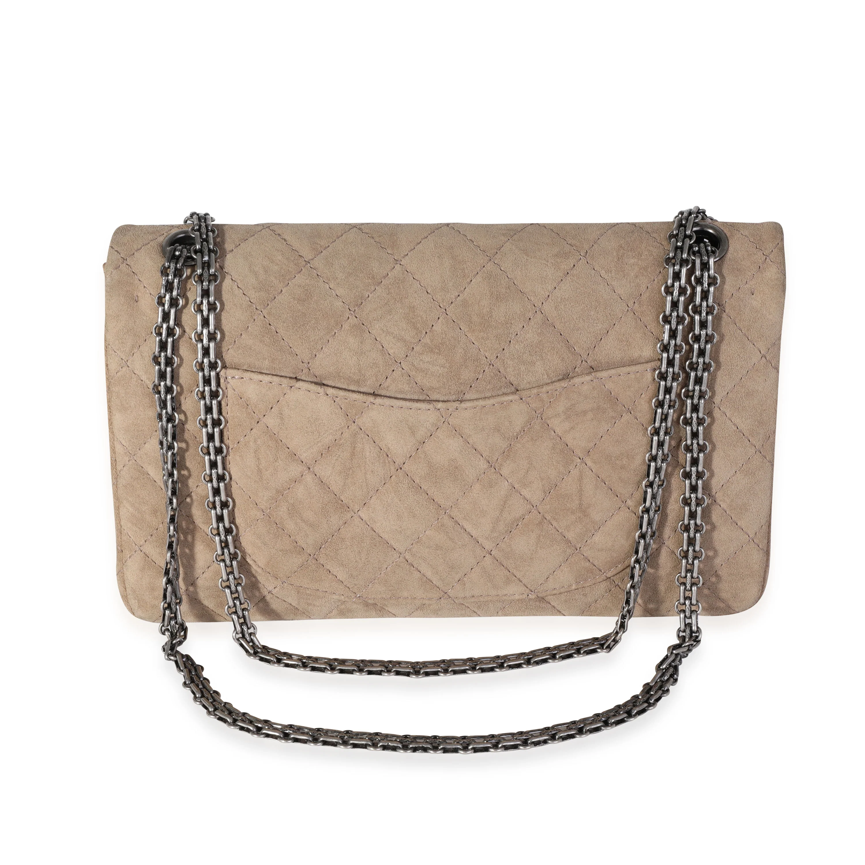 Chanel Beige Suede Calfskin 2.55 Reissue 226 Double Flap Bag - Image 3