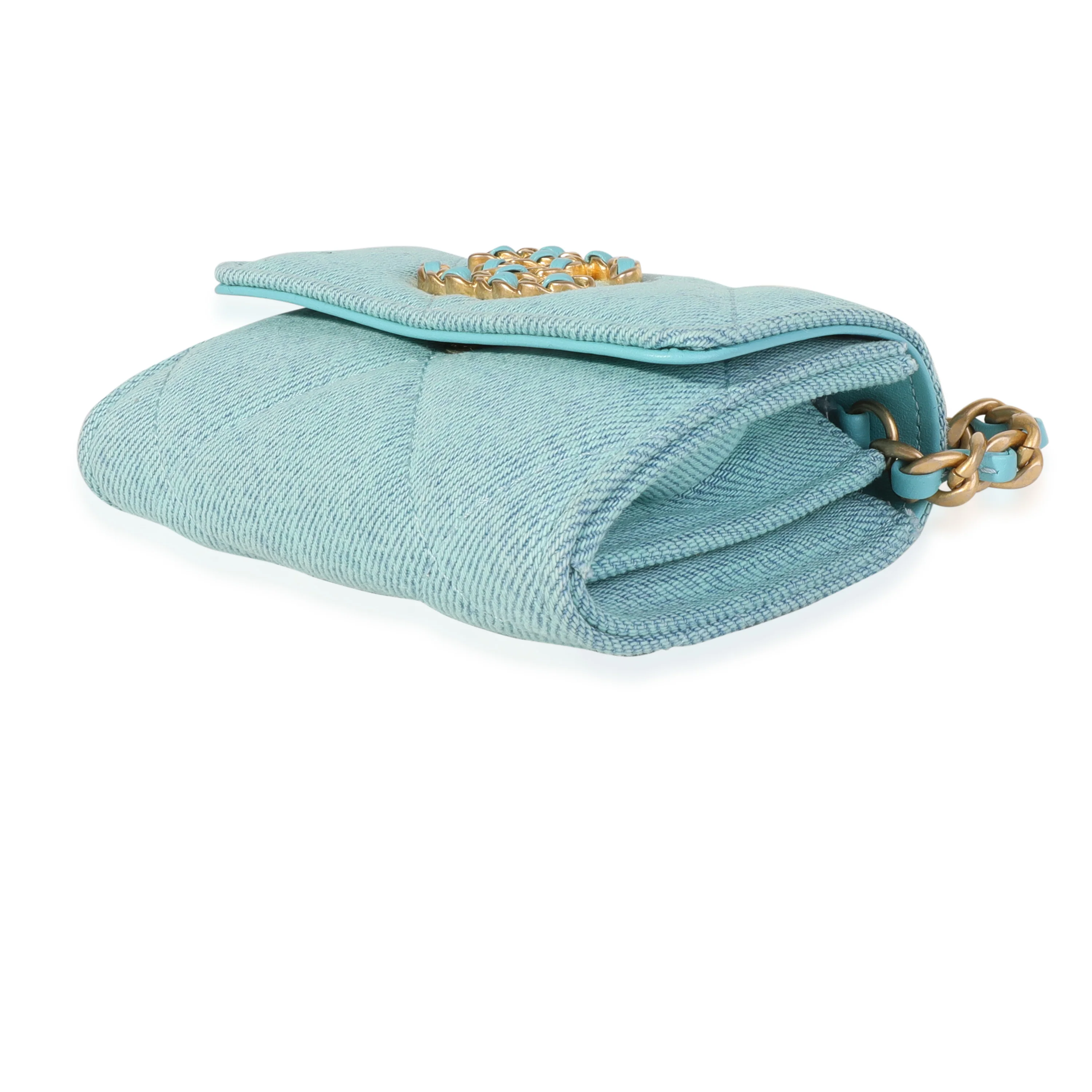 Chanel Blue Denim Chanel 19 Coin Pouch On Chain - Image 6