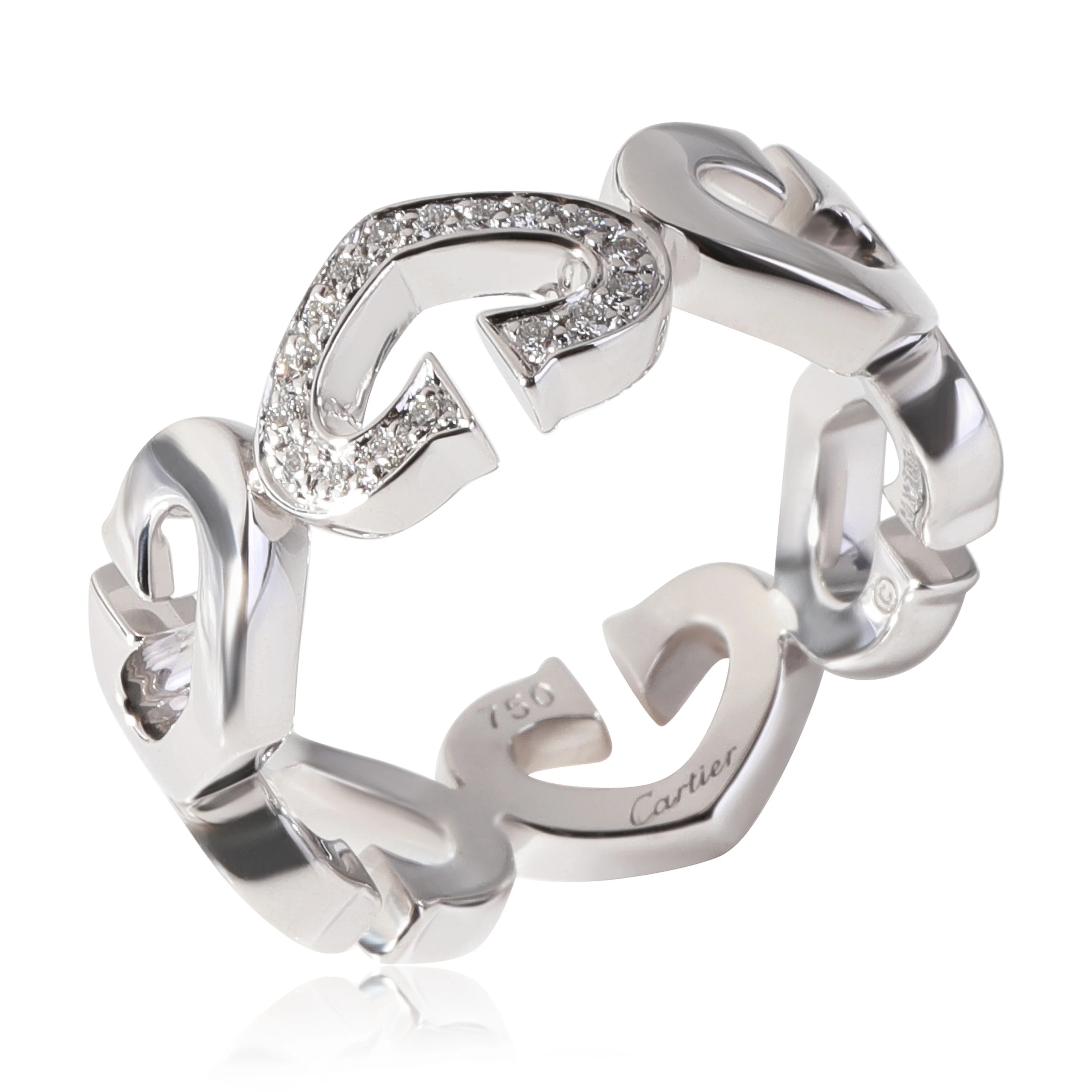 Cartier C Heart De Cartier Diamond Ring in 18k White Gold 0.13 CTW - Image 4