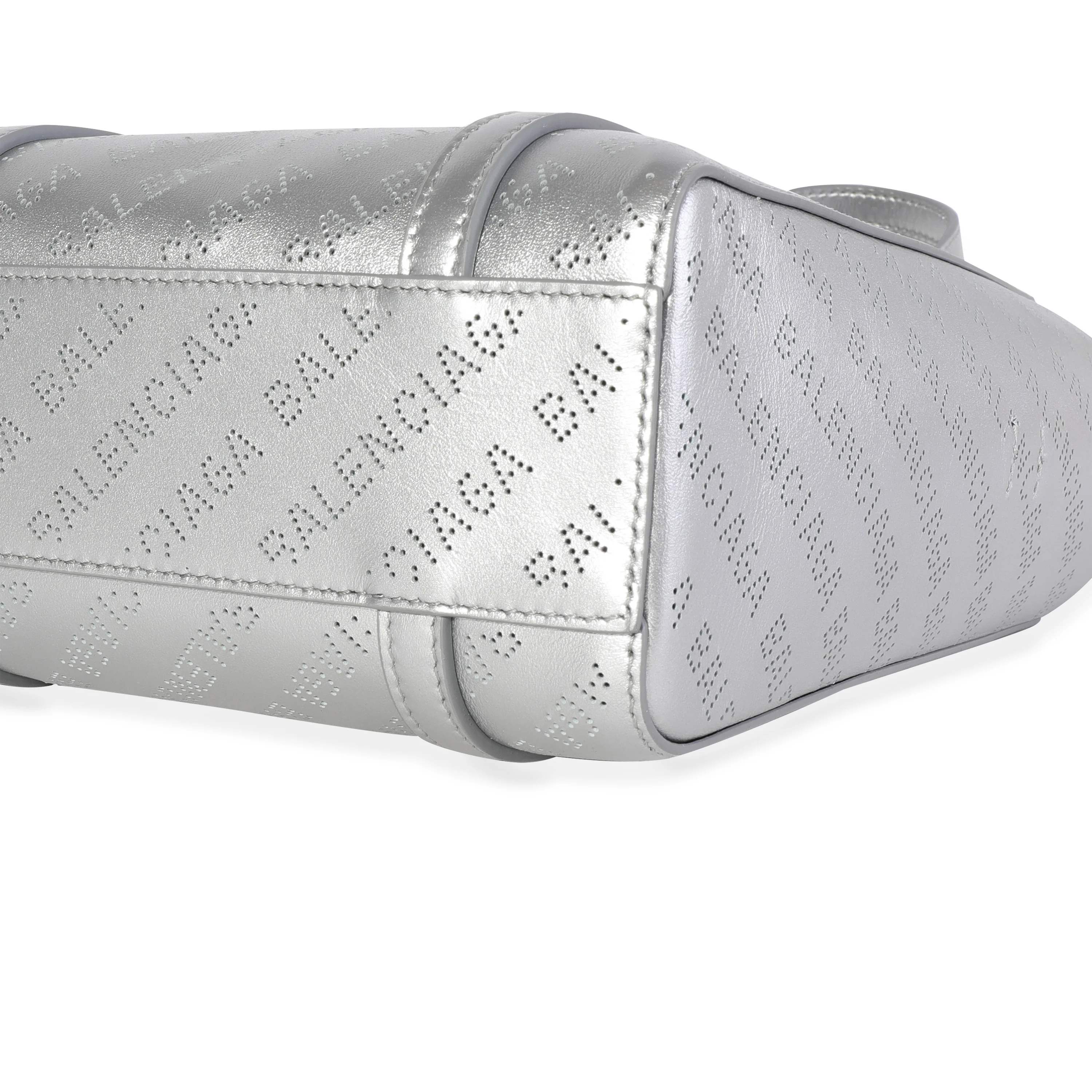 New Silver Calfskin Logo Perforated XXS Everyday Tote - Image 4