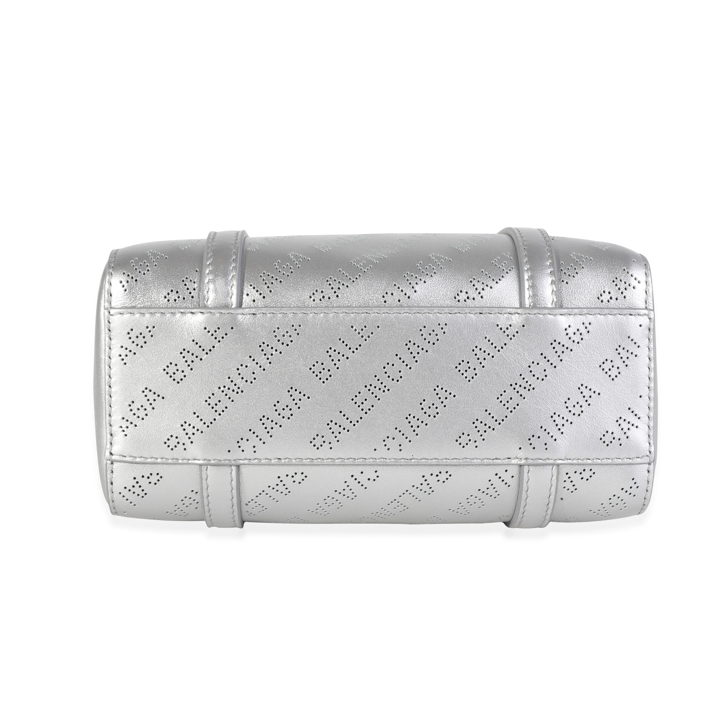 New Silver Calfskin Logo Perforated XXS Everyday Tote - Image 6