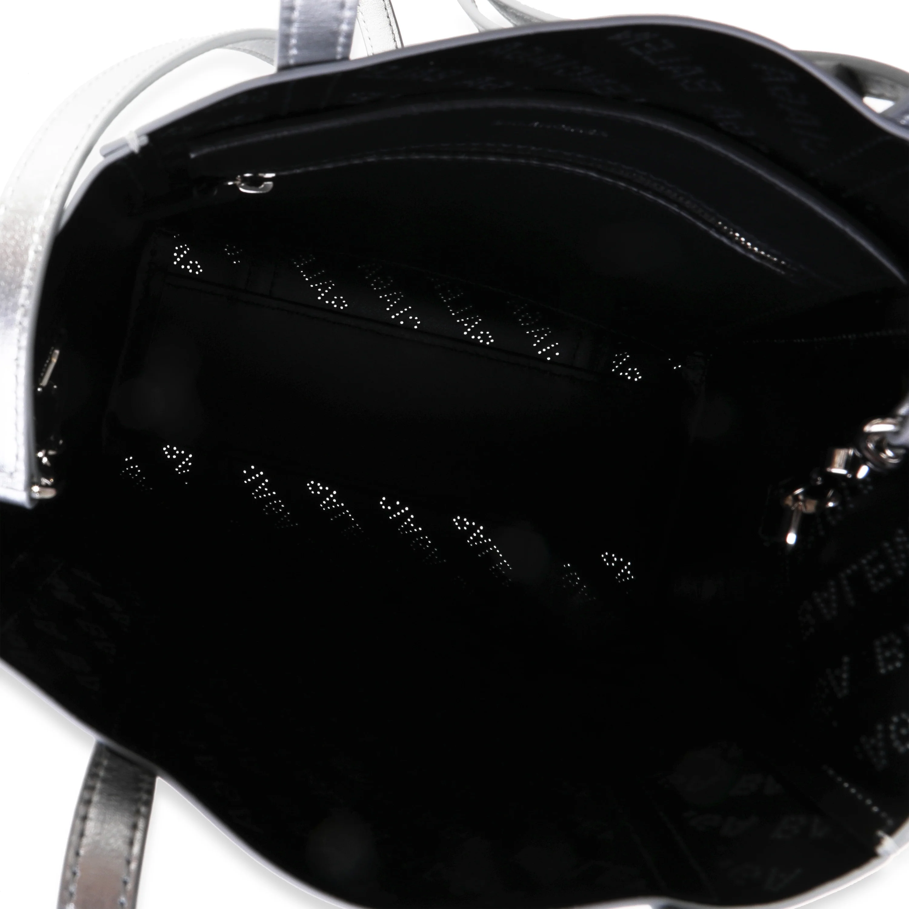 New Silver Calfskin Logo Perforated XXS Everyday Tote - Image 7