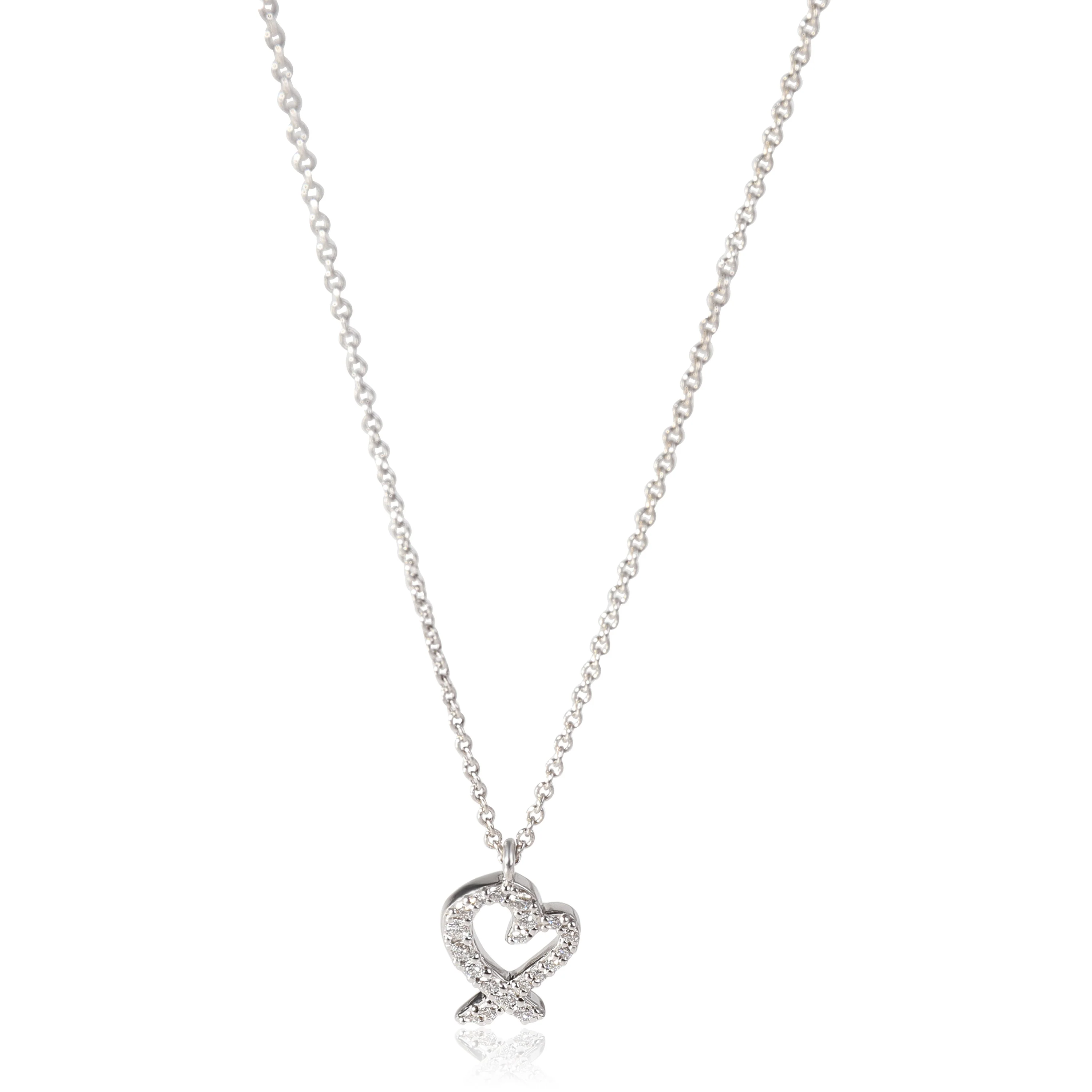 Paloma Picasso Loving Heart Pendant 18K White Gold 0.12 CTW