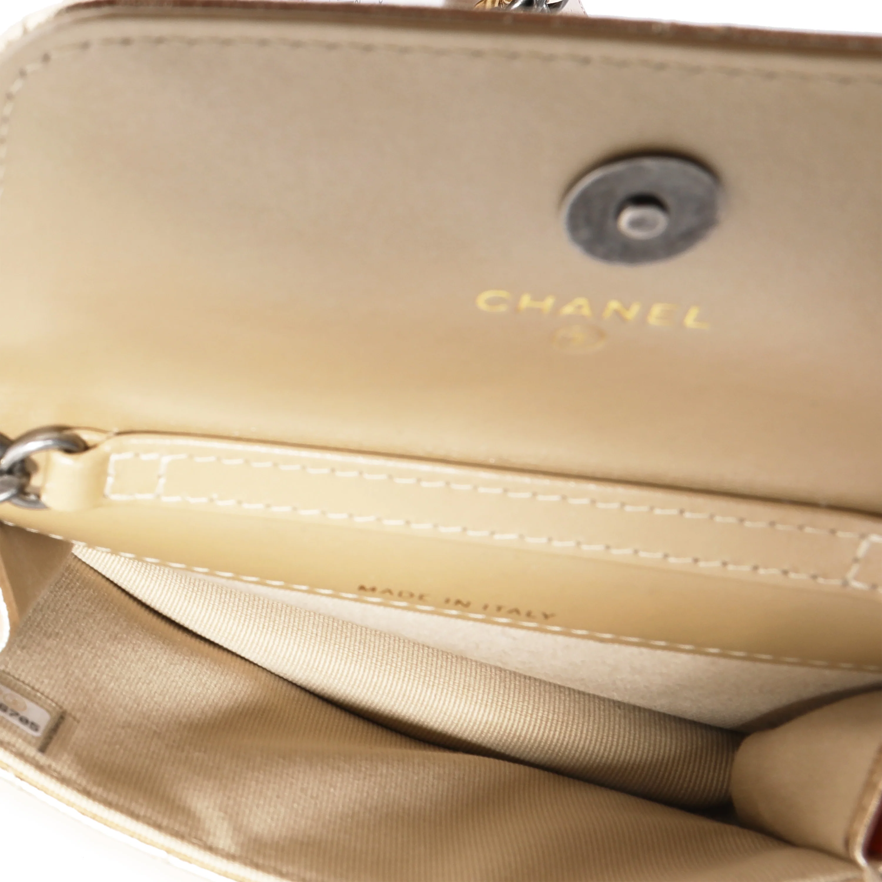 Gold Quilted Lambskin Chanel Coin Purse With Chain - Image 8