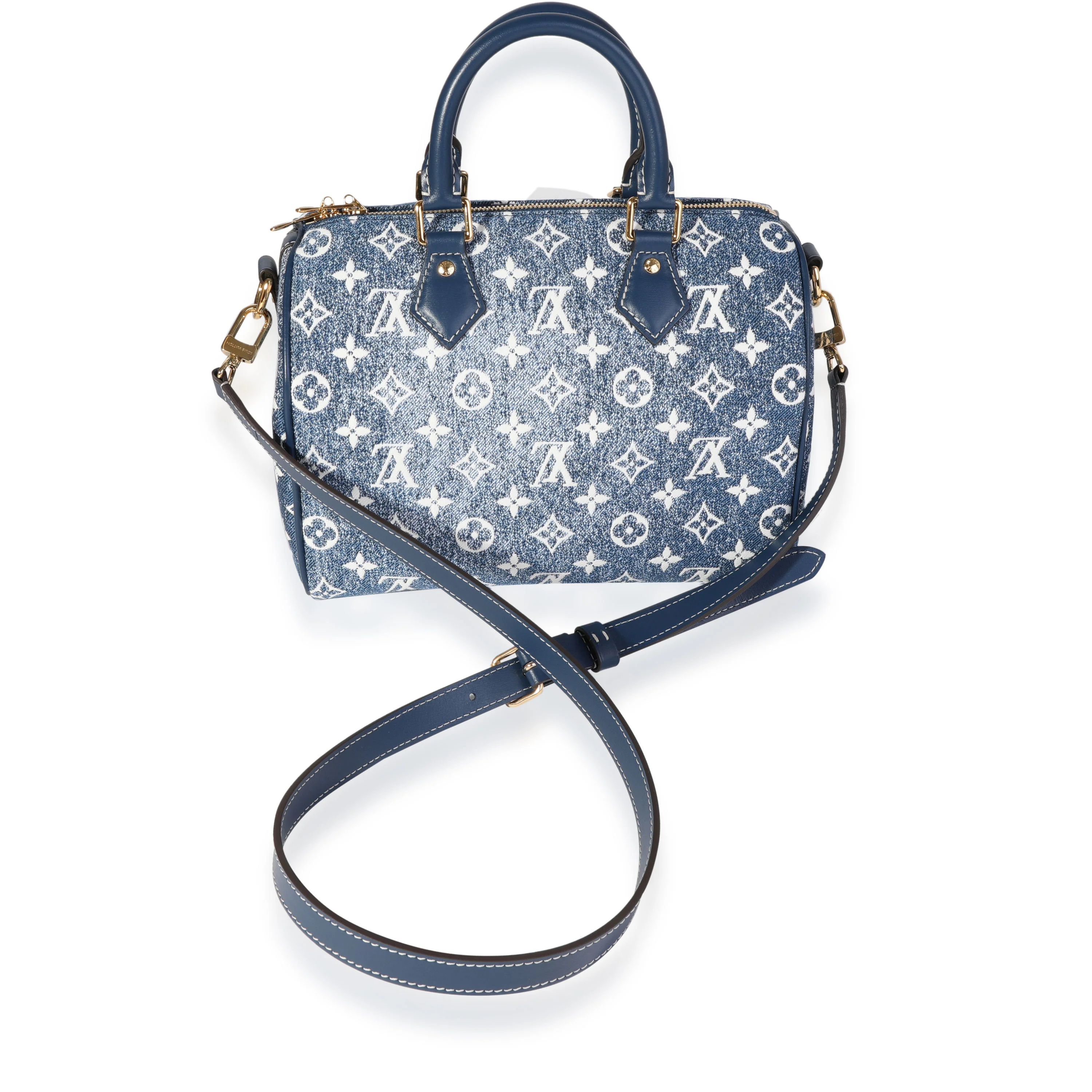 Louis Vuitton Blue Denim Jacquard Speedy Bandoulière 25 - Image 3