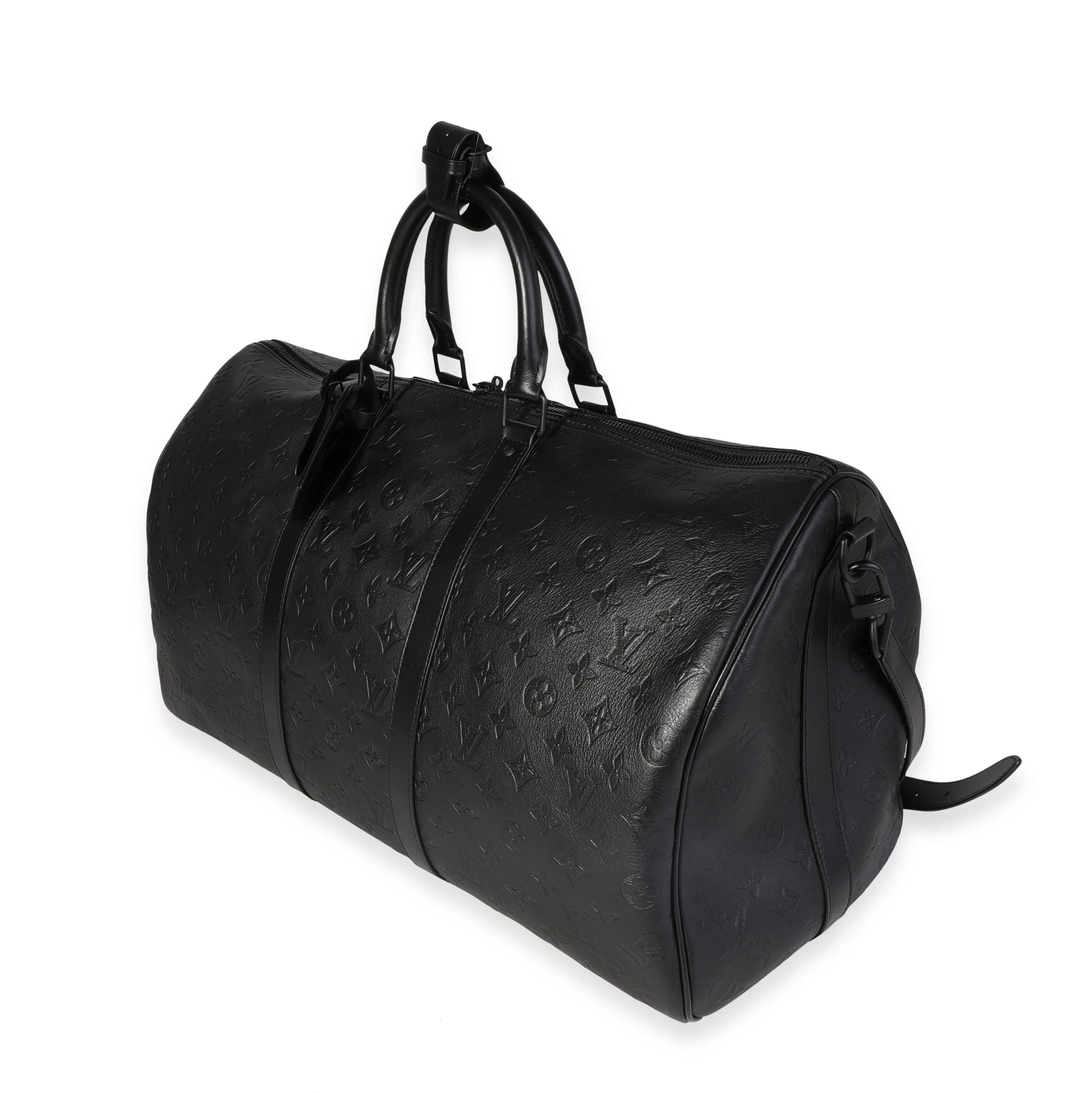 Louis Vuitton Black Monogram Shadow Leather Keepall Bandoulière 50 - Image 2