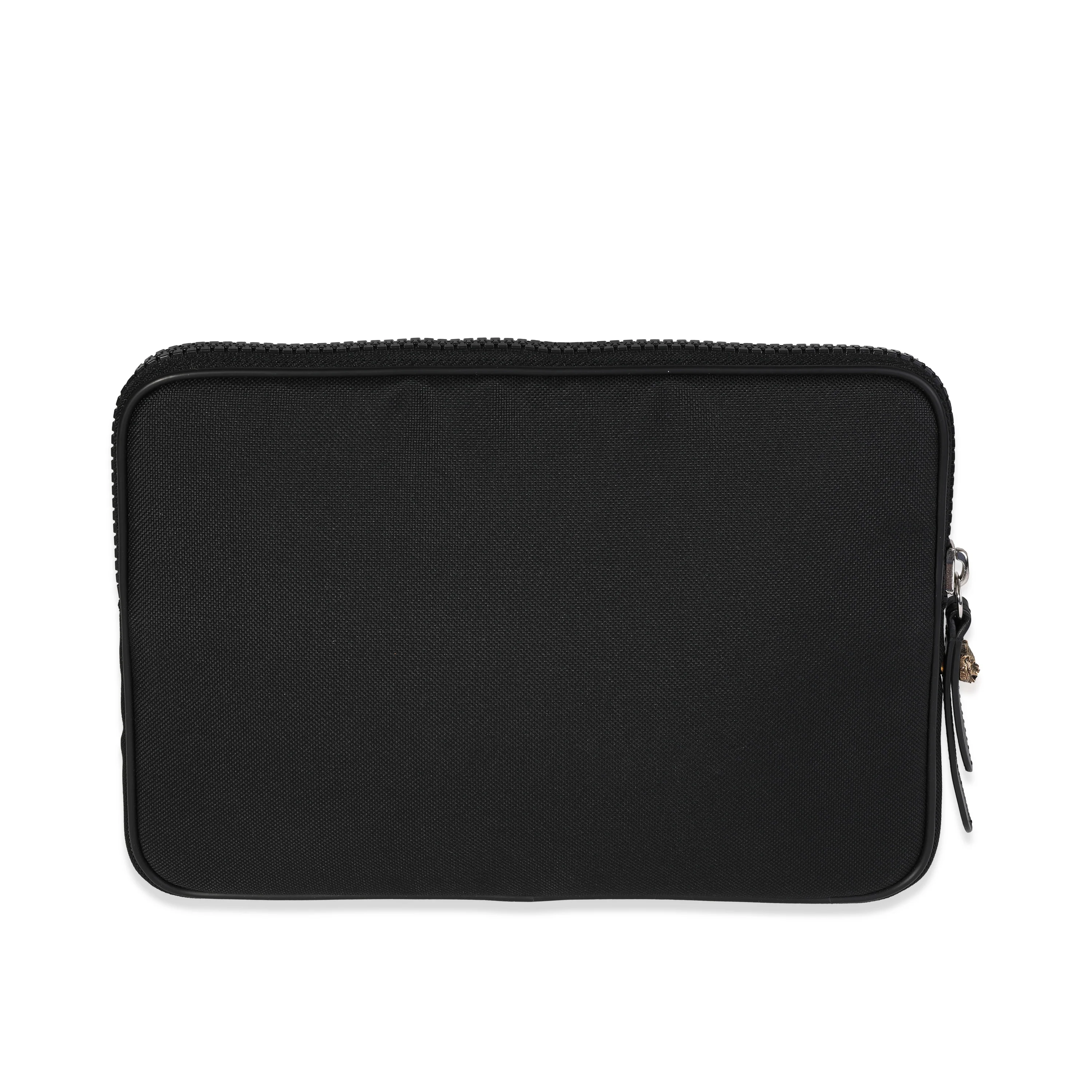 Black Embroidered Techno Canvas Pouch - Image 3