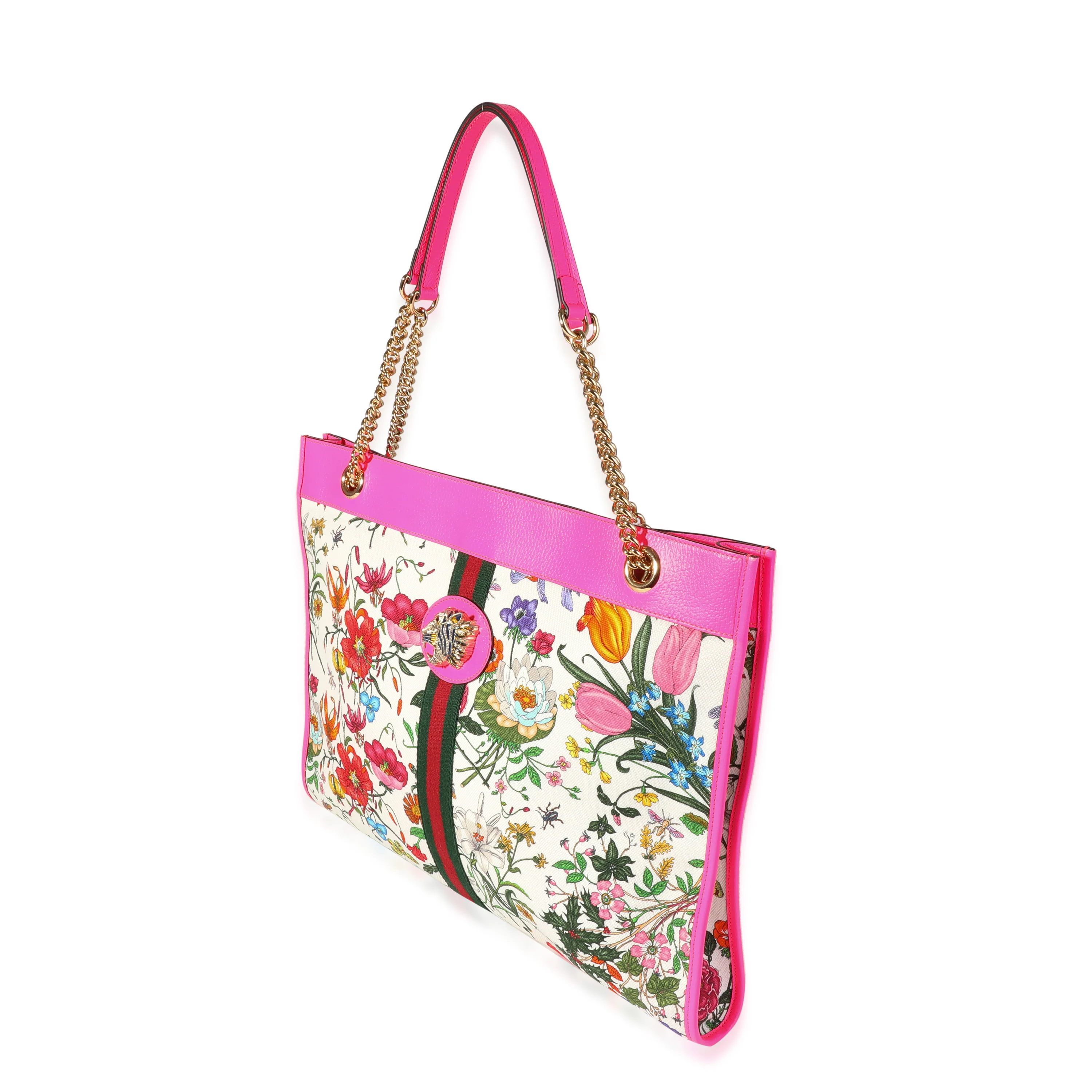 Gucci Multicolor Flora Canvas & Hot Pink Leather Rajah Tote - Image 2