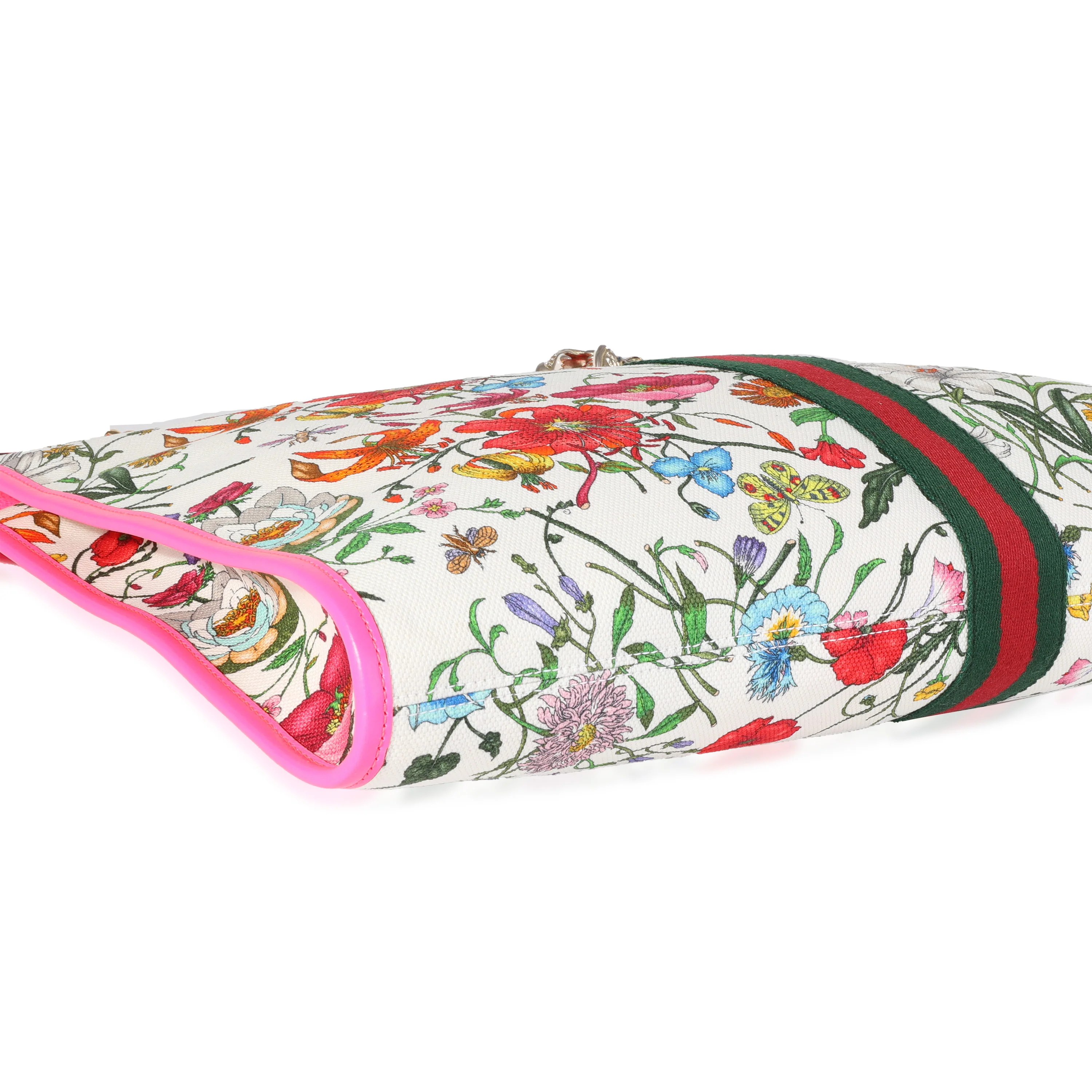 Gucci Multicolor Flora Canvas & Hot Pink Leather Rajah Tote - Image 7