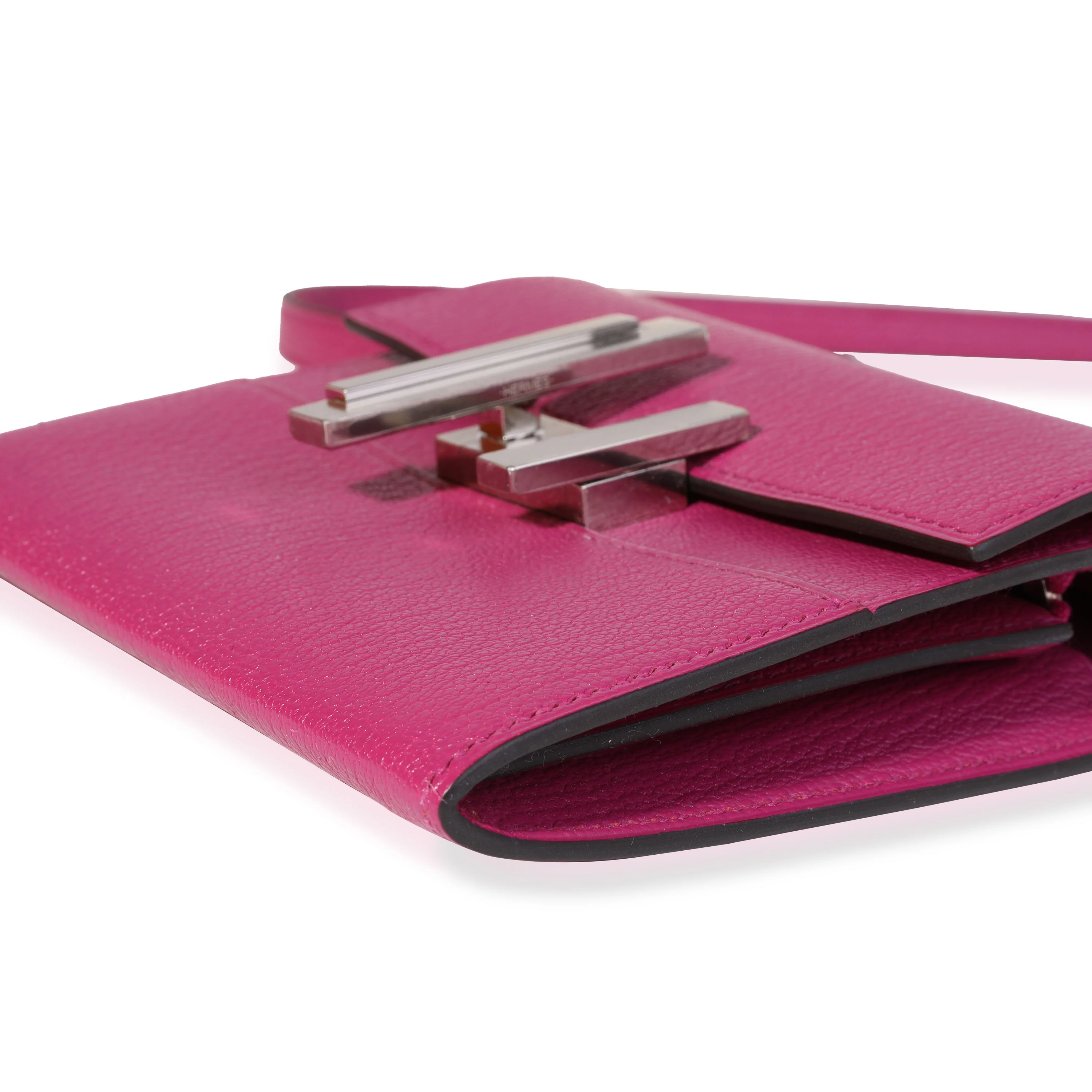 Hermès Rose Pourpre Chévre Mysore Mini Cinhetic Wallet PHW - Image 6