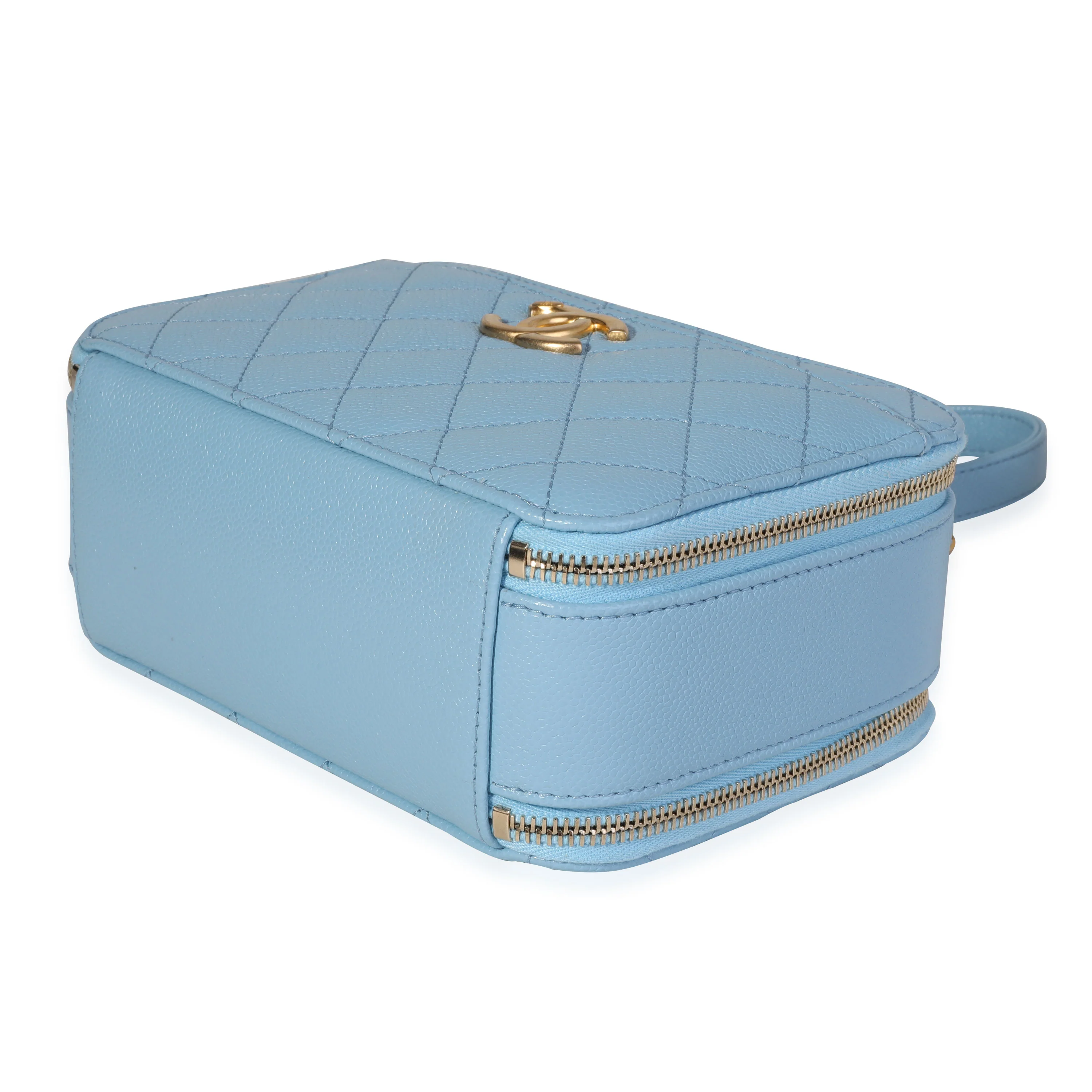 Chanel Light Blue Quilted Caviar Chanel Top Handle Vanity Case - Image 6