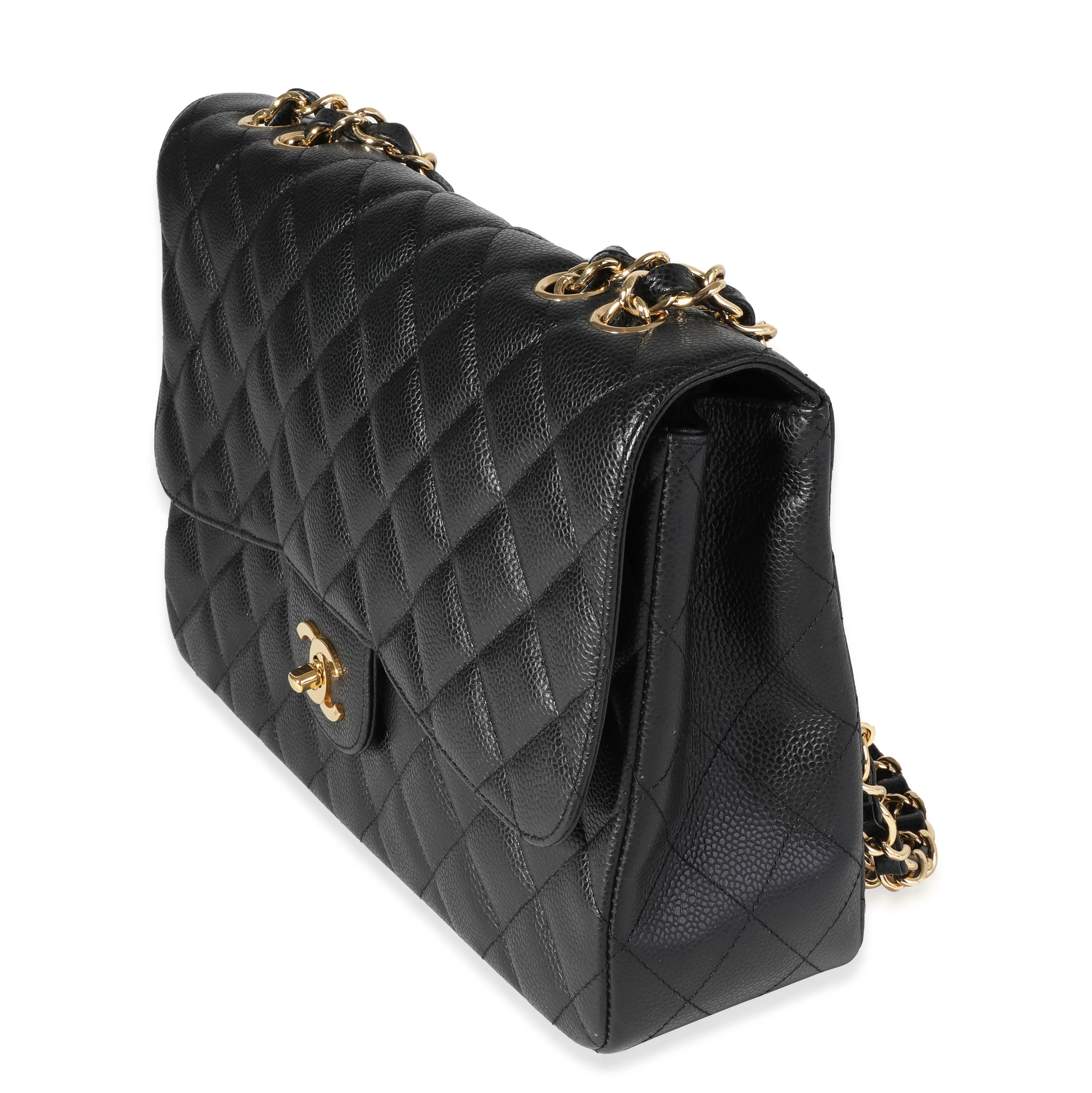 Black Quilted Caviar Jumbo Classic Single Flap Handbag - Image 2
