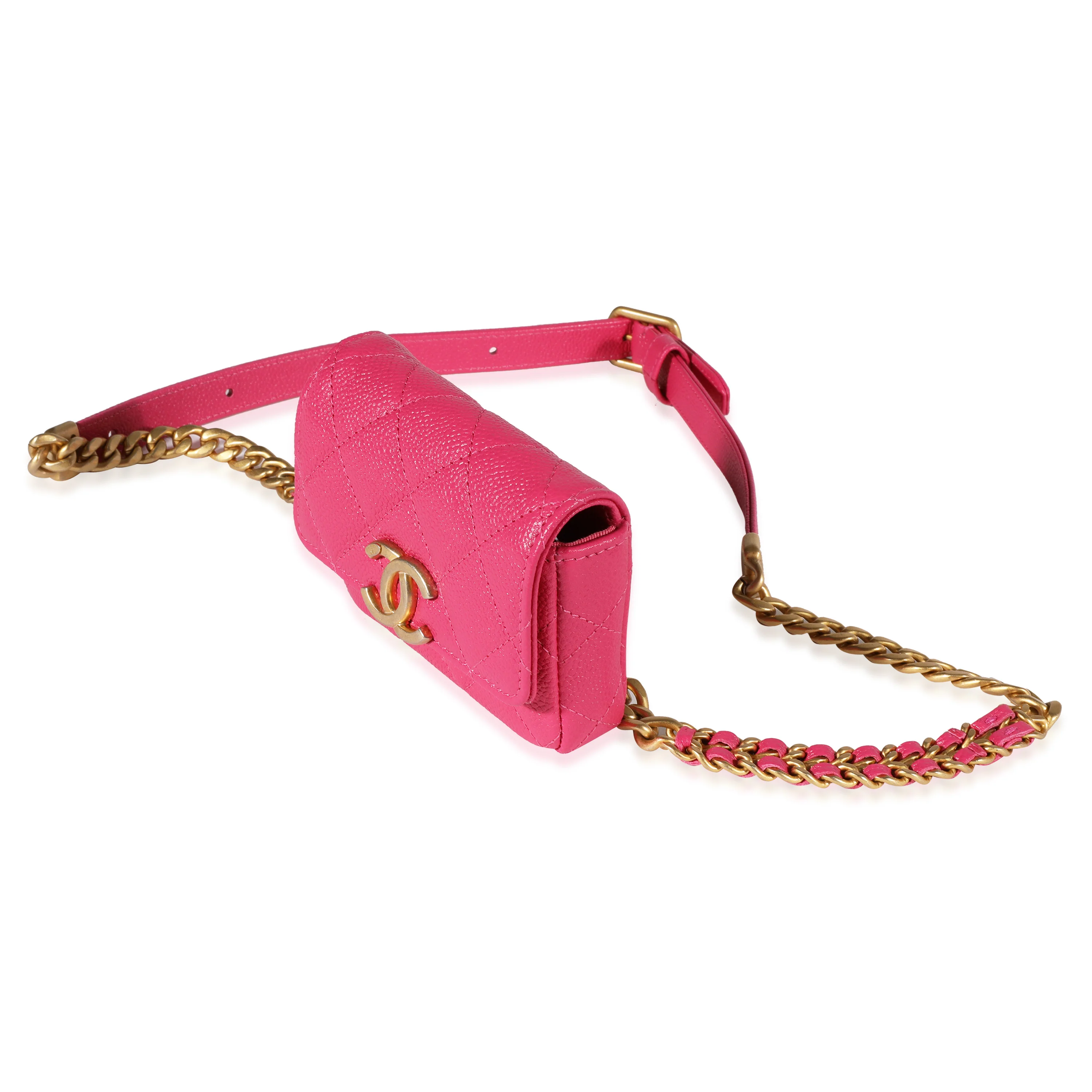 Chanel Dark Pink Quilted Caviar Melody Belt Bag - Image 3