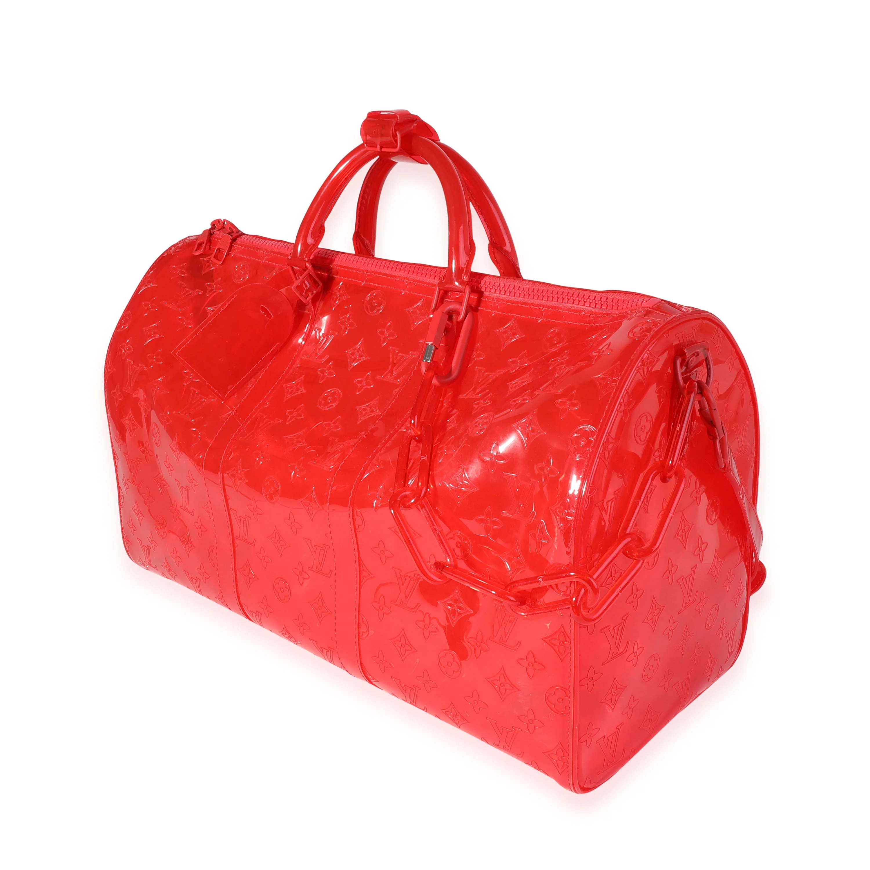 Louis Vuitton x Virgil Abloh Red Monogram PVC  Keepall Bandouliére 50 - Image 2