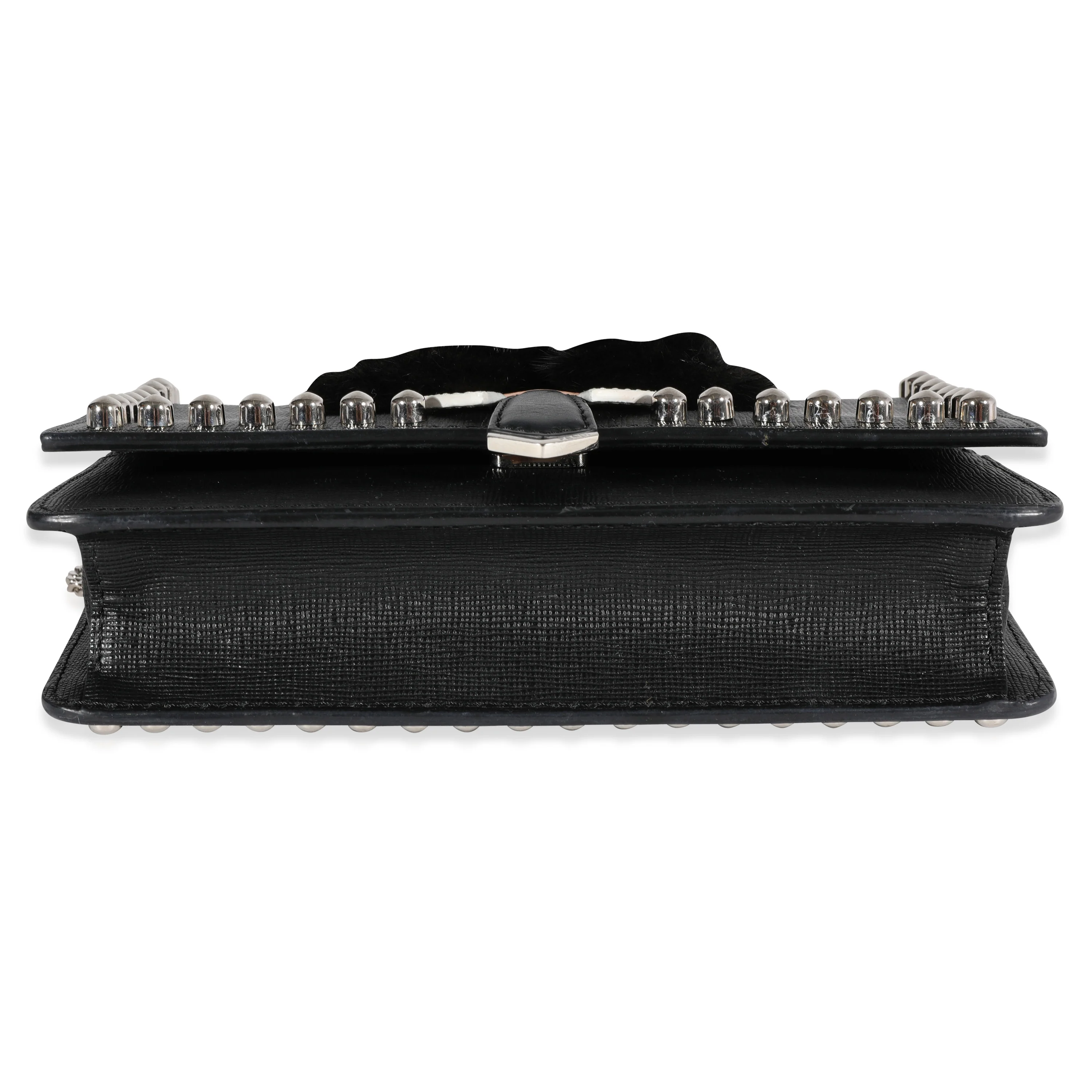 Black Vitello Elite & Mink Studded Karlito Chain Wallet - Image 5