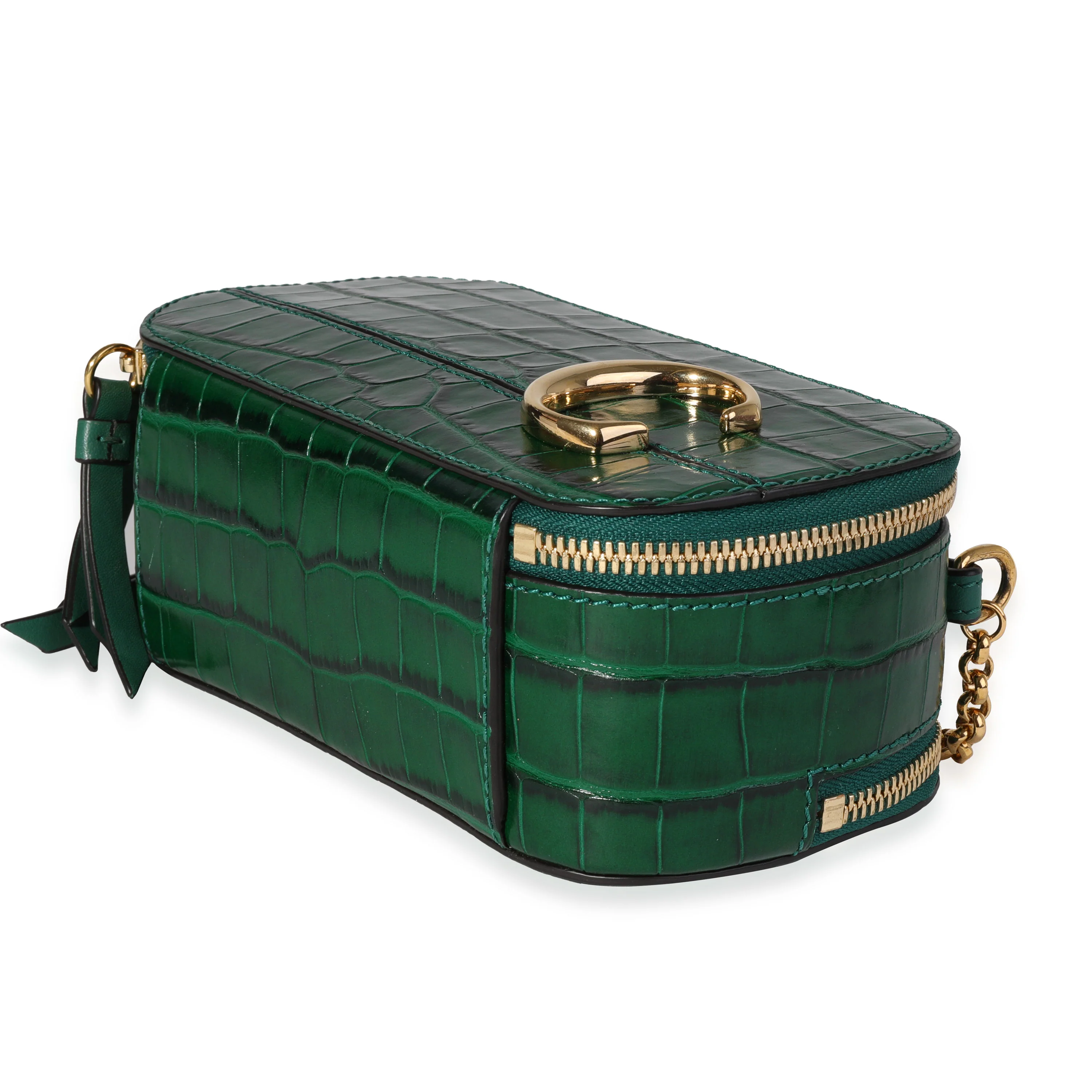 Chloe Woodsy Green Crocodile-Embossed Mini Vanity C Bag - Image 5