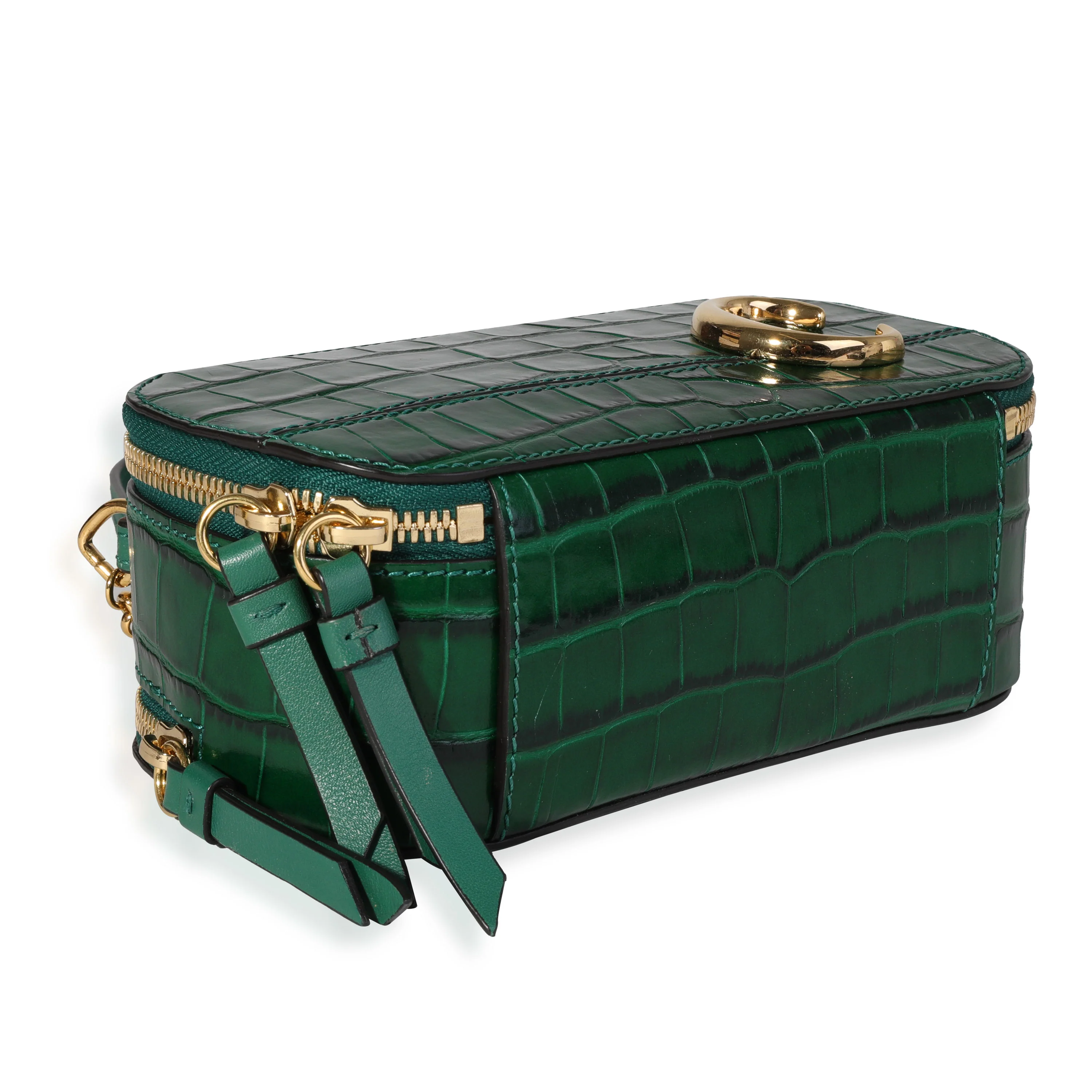 Chloe Woodsy Green Crocodile-Embossed Mini Vanity C Bag - Image 6