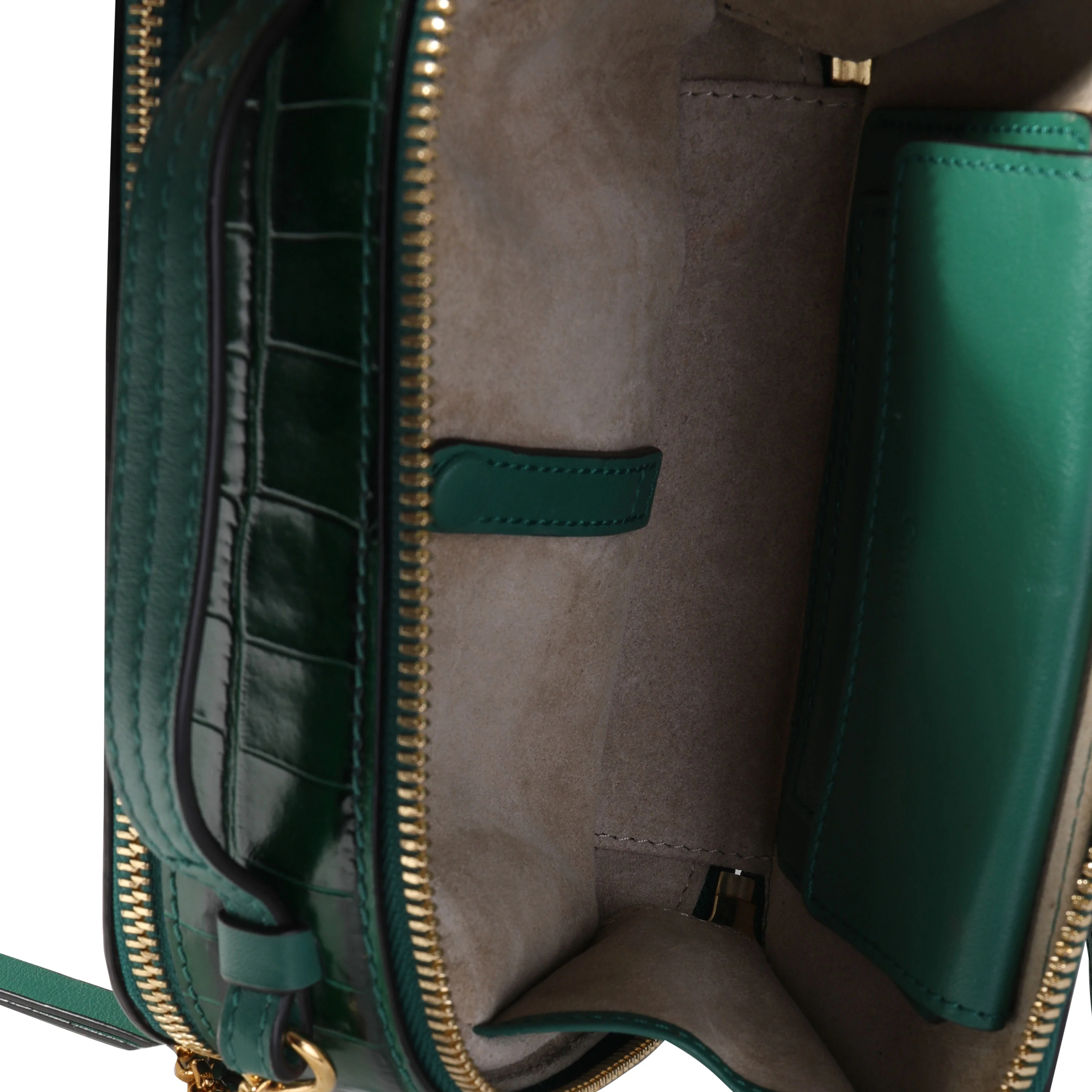 Chloe Woodsy Green Crocodile-Embossed Mini Vanity C Bag - Image 7